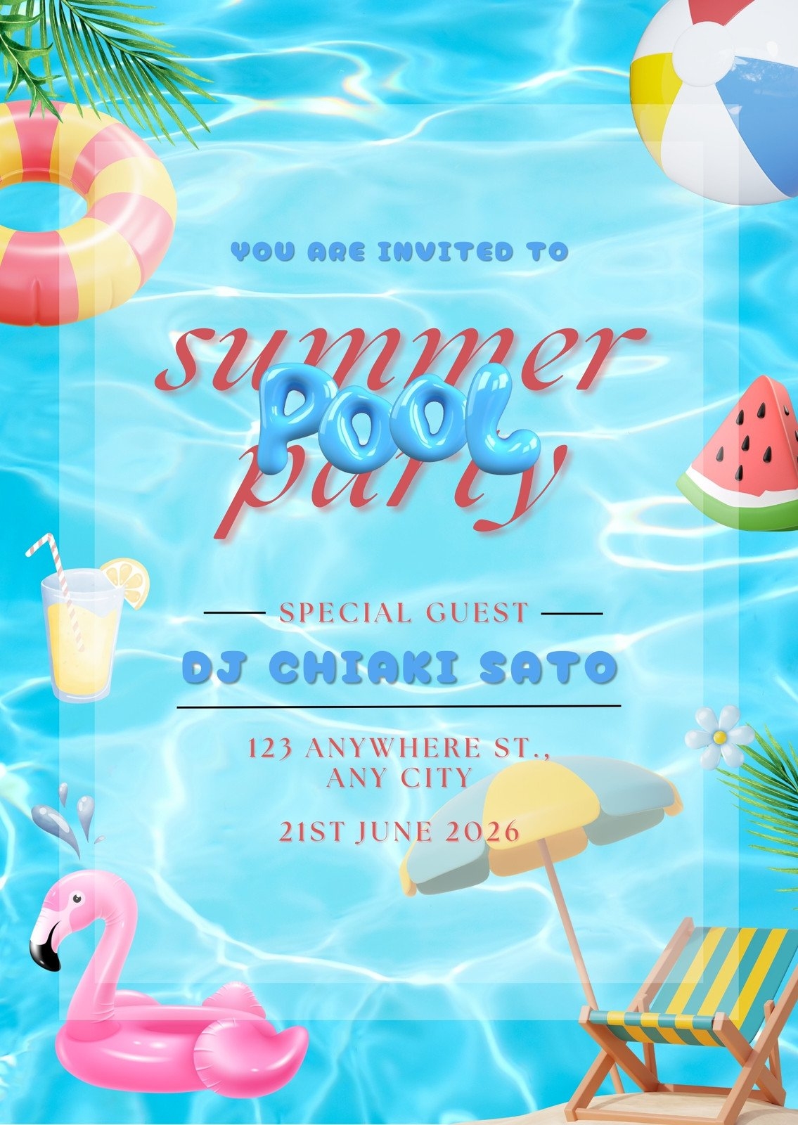 Pool Party Free Printable Invitation Templates