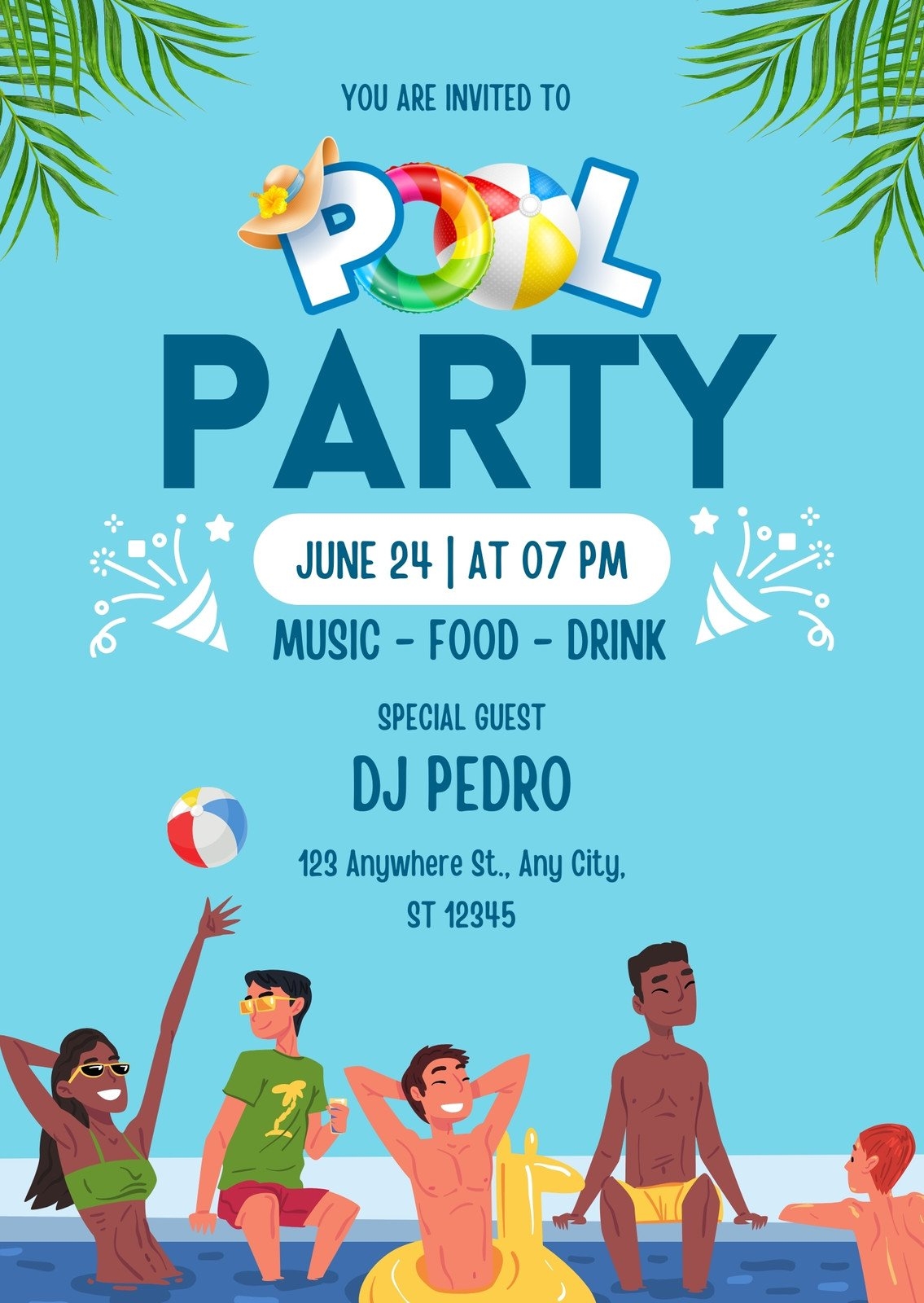 Pool Party Free Printable Invitation Templates