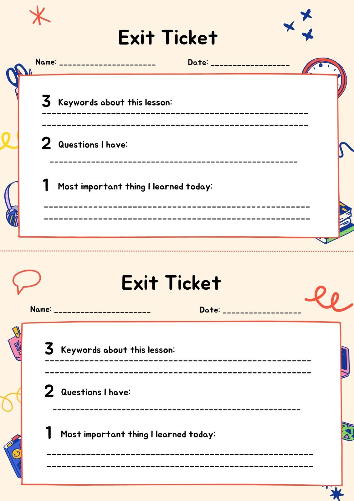 Free Printable Exit Ticket Templates You Can Customize Canva