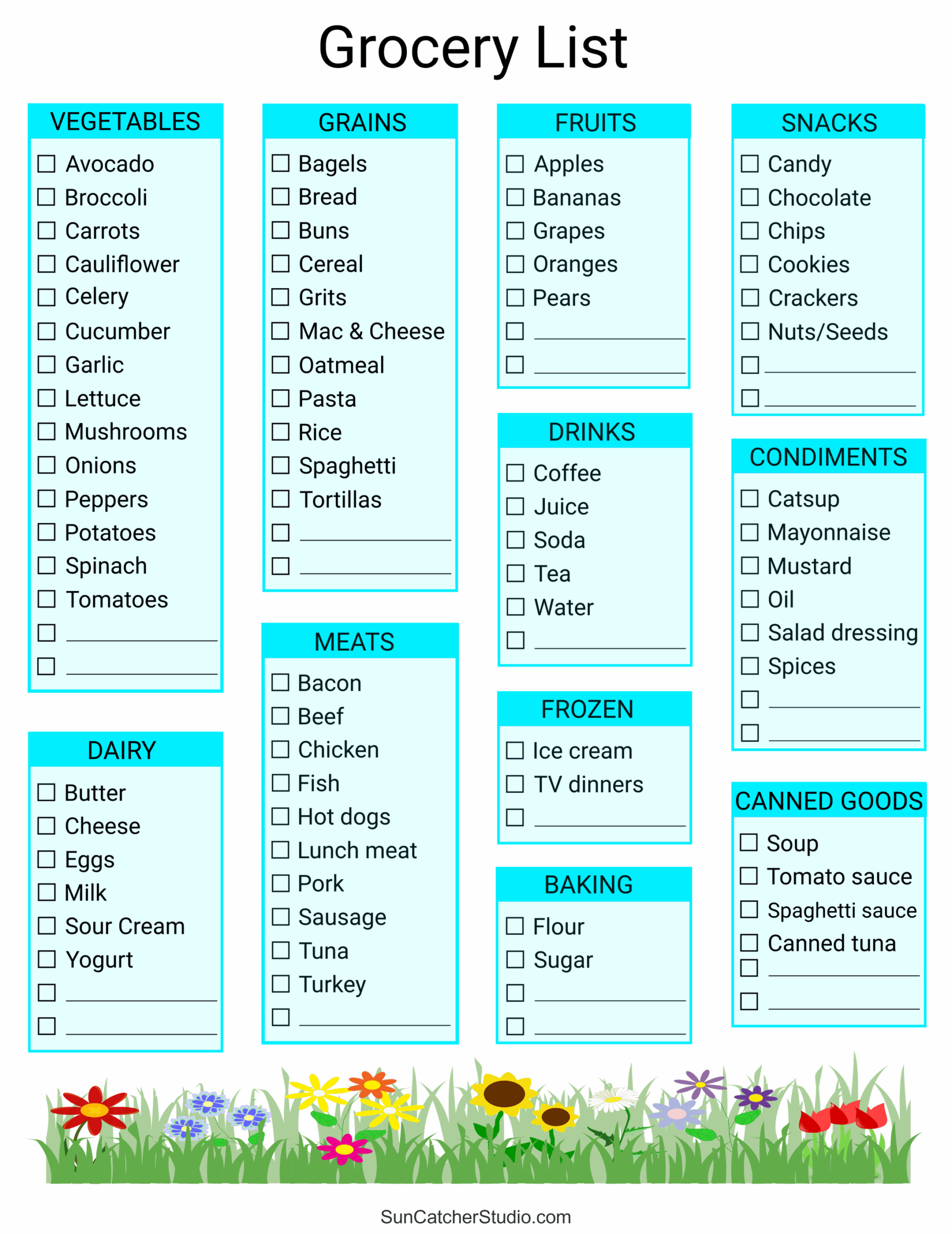 Food Shopping List Template