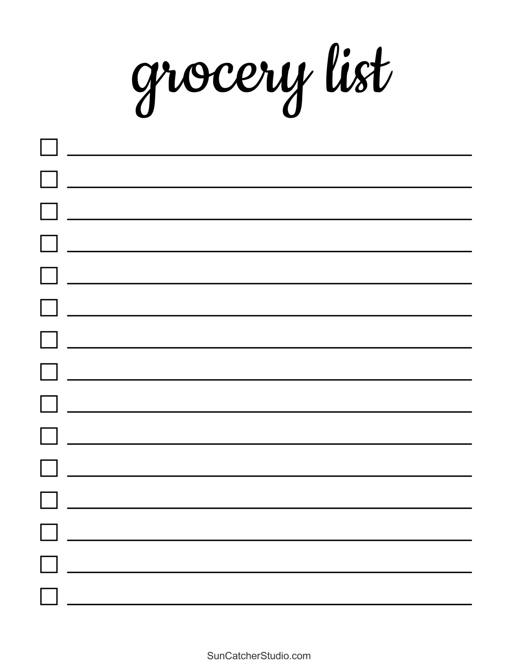Free Grocery List Templates