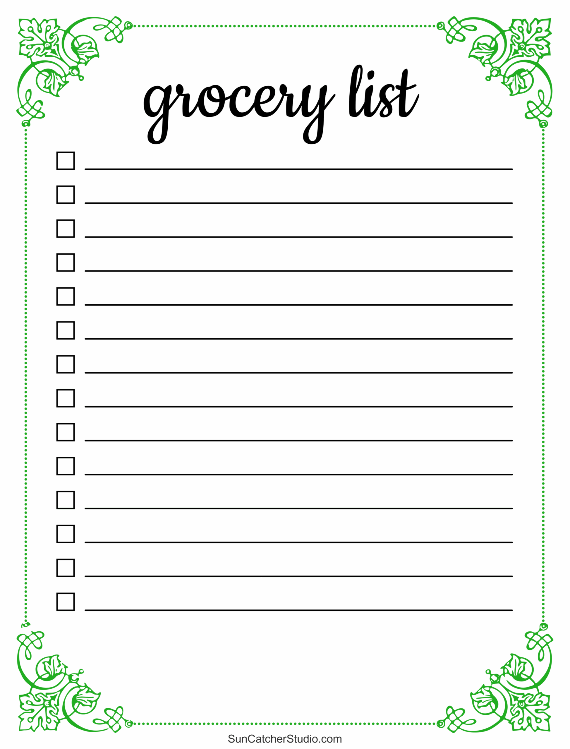 Free Printable Grocery List Templates PDF Shopping Lists Free 