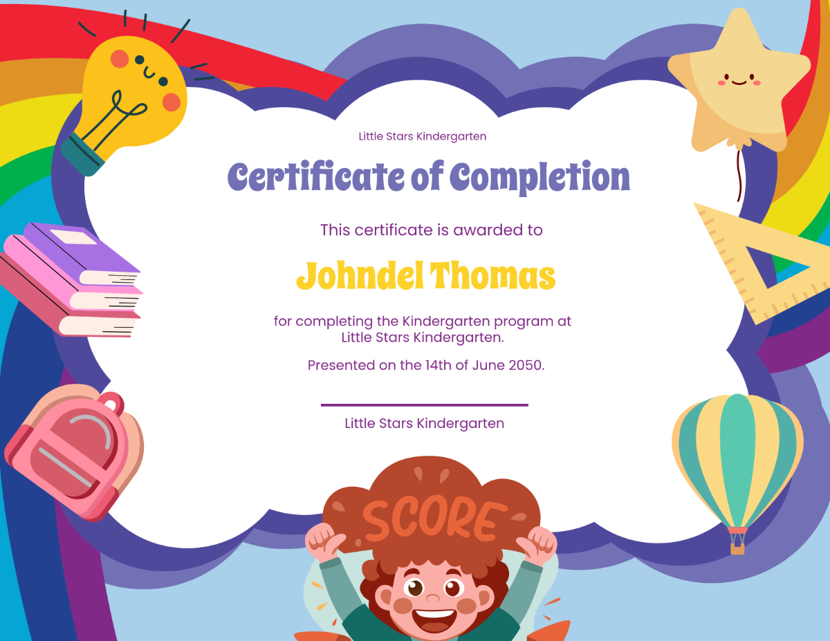 Free Printable Kindergarten Certificate Templates To Customize Online