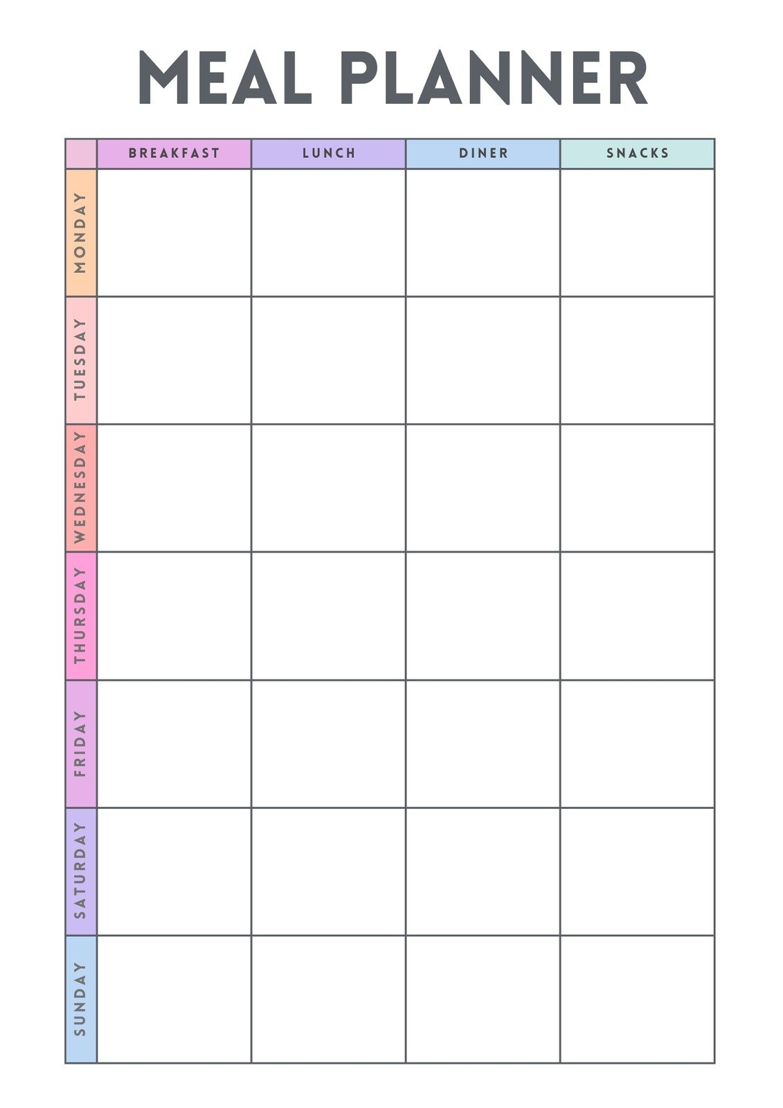 Free Printable Weekly Meal Plan Template
