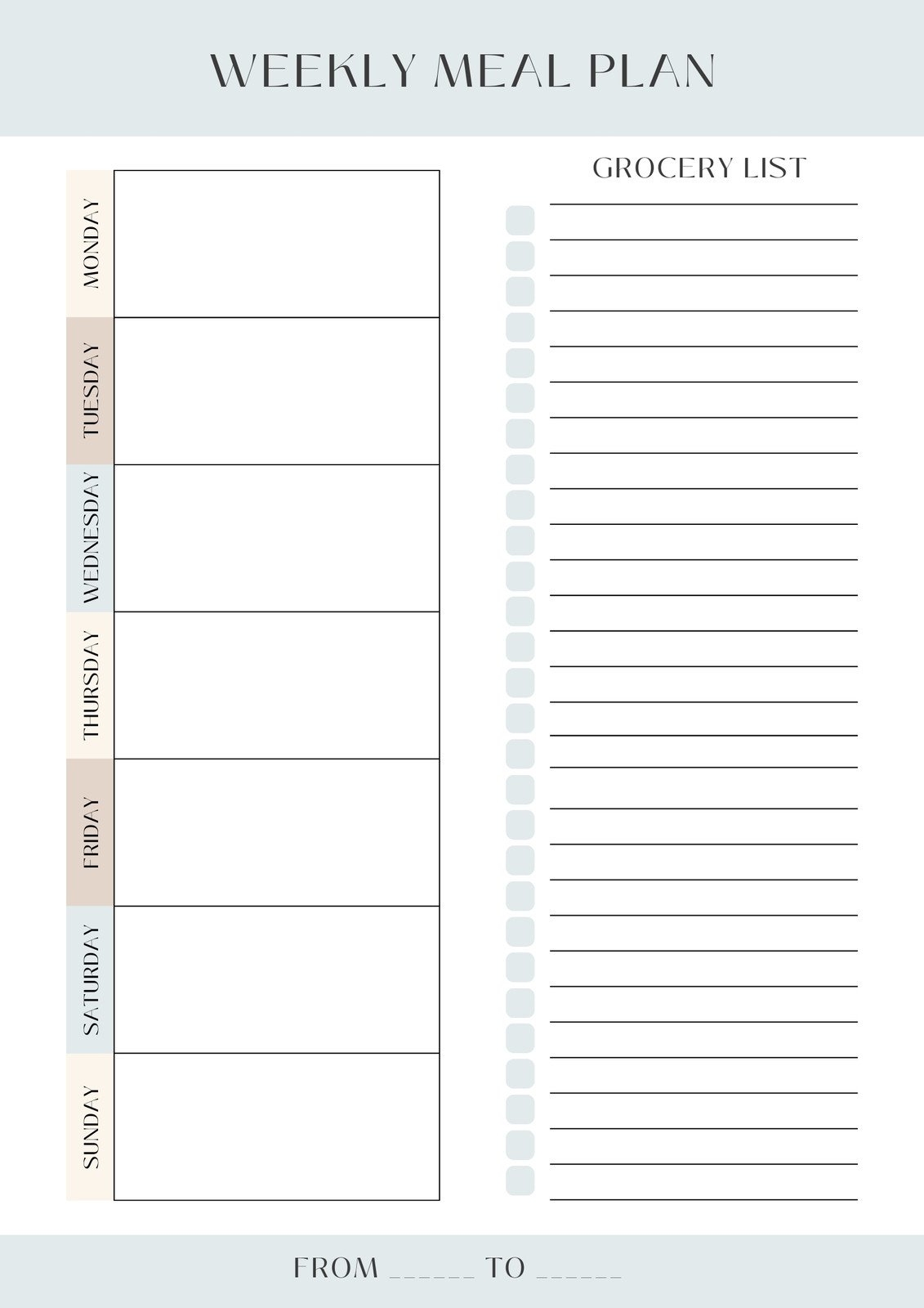 Weekly Meal Planner Template Free Printable