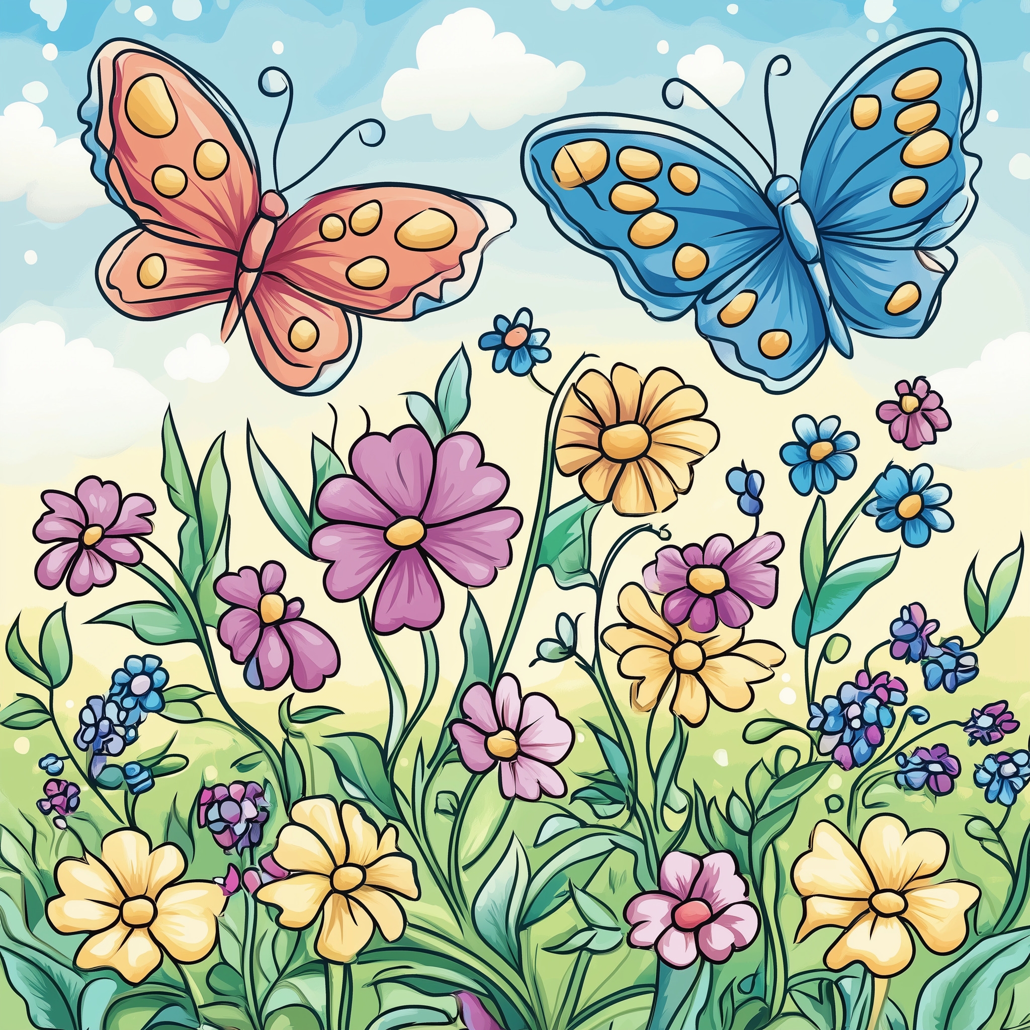 Free Printable Pictures Of Flowers And Butterflies Coloring 