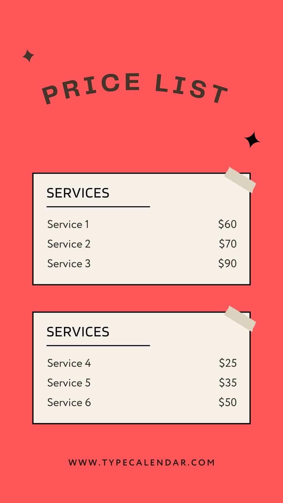 Price Chart Template