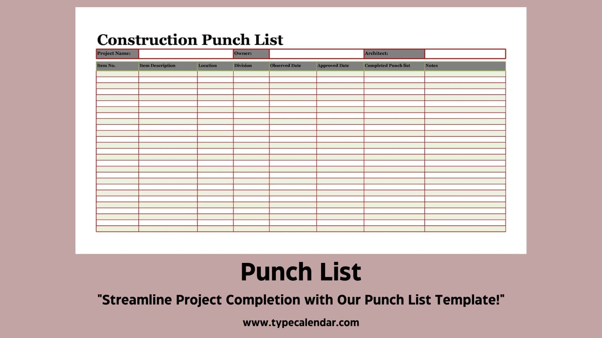 Construction Subcontractor List Template