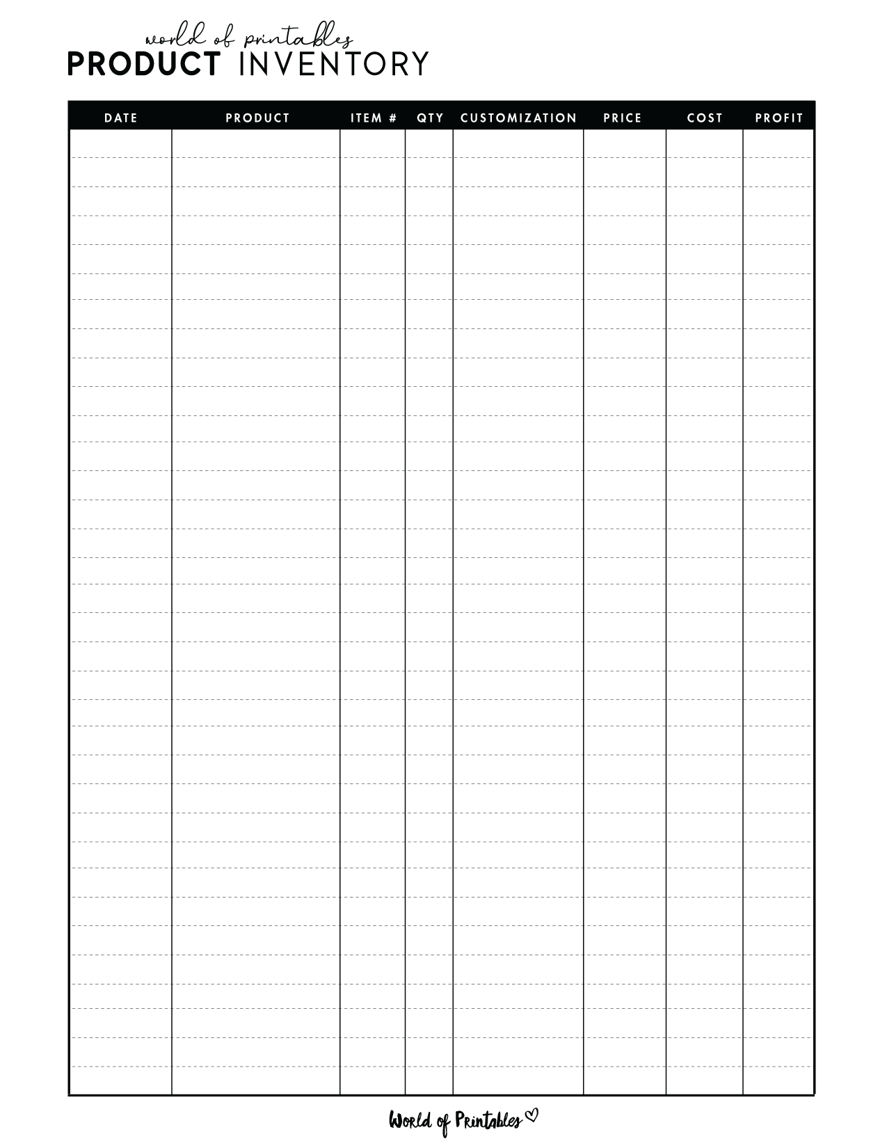 Inventory List Templates