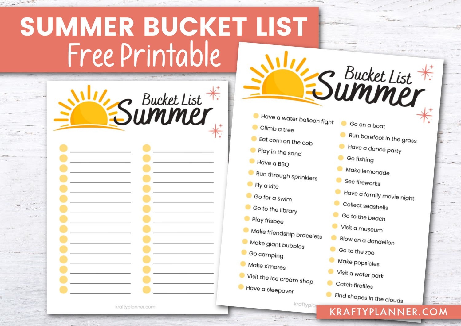 Bucket List Printable Template