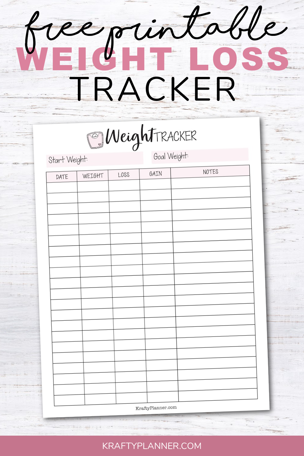 Weight Loss Tracker Template Free Printable