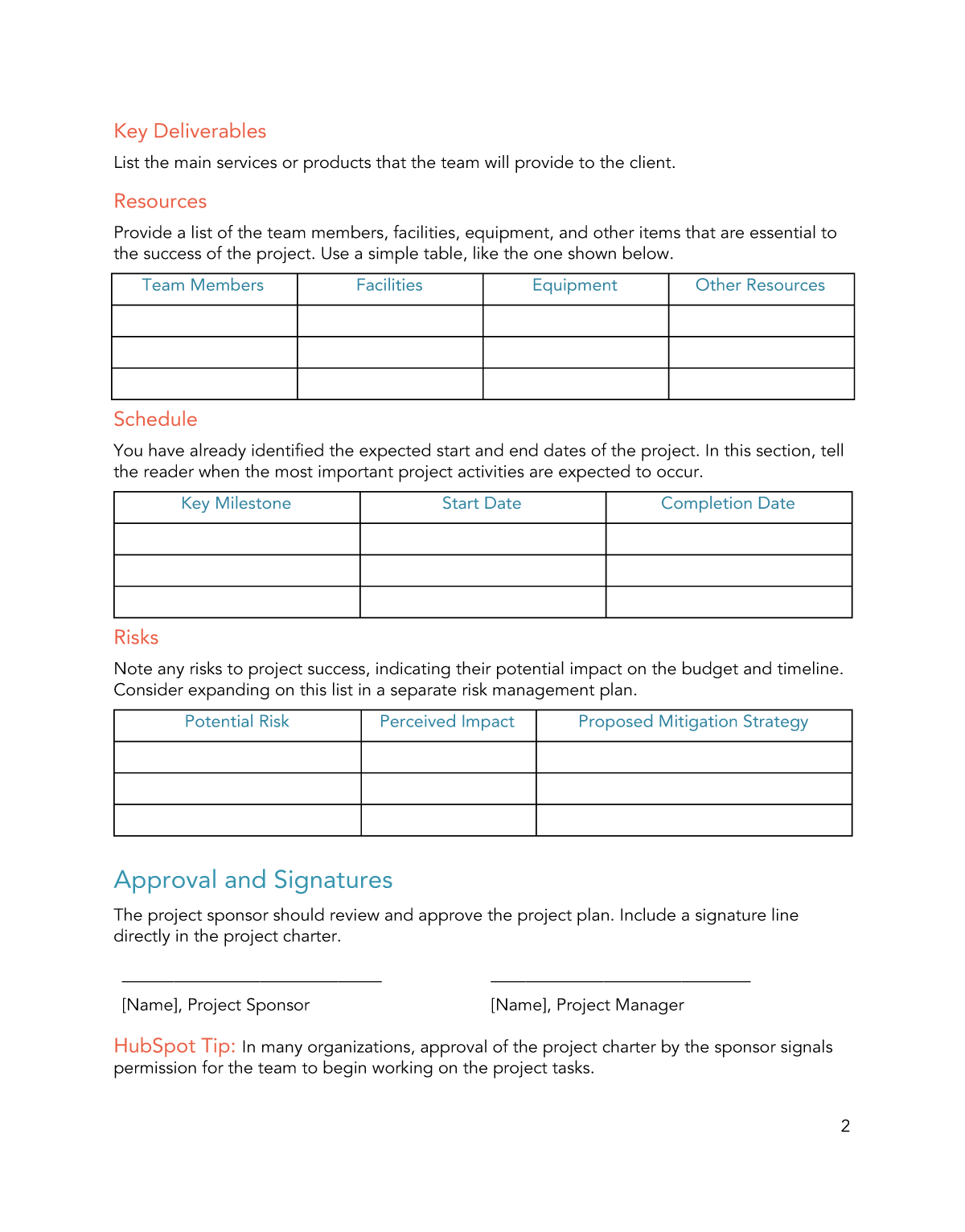 Project Charter Word Template