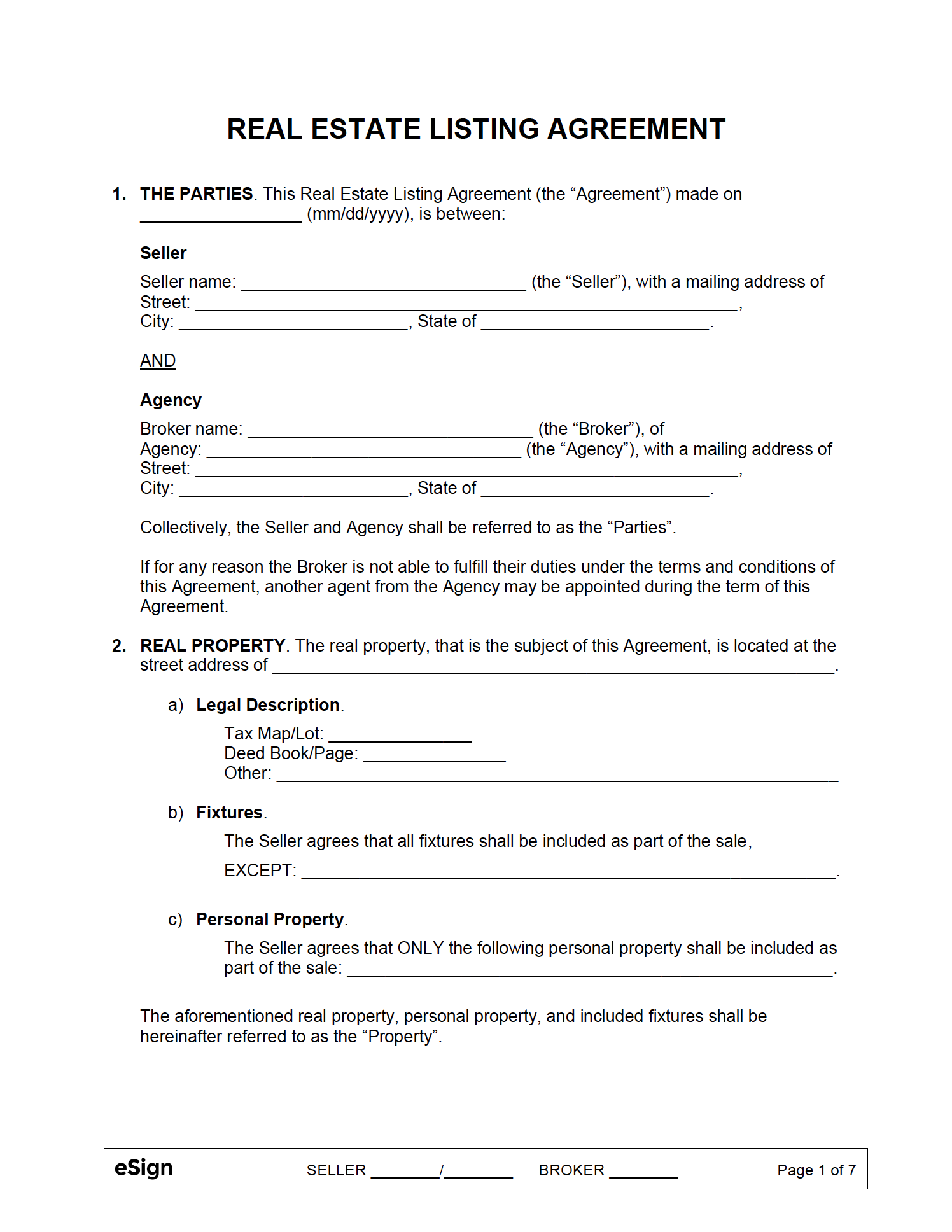 Listing Agreement Template
