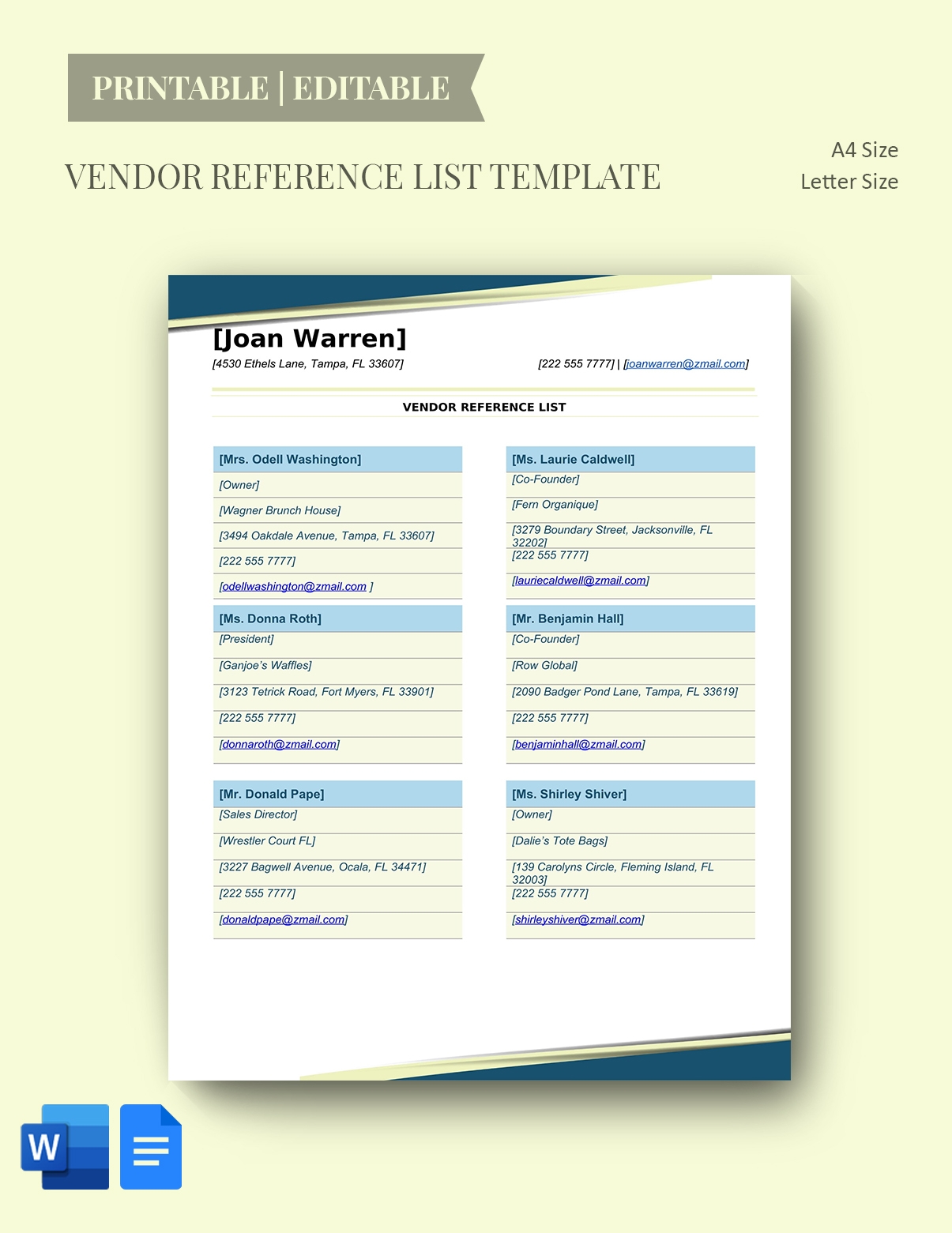 Free Reference List Template