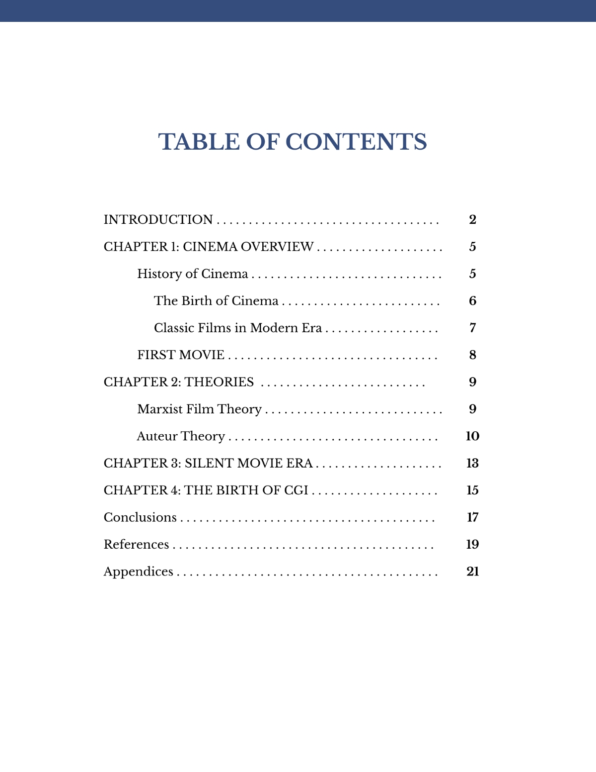 Free Table Of Content Templates To Edit Online
