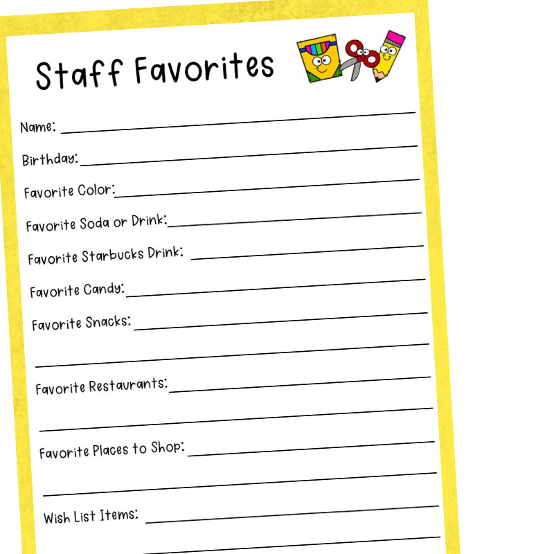 List Of Favorite Things Template