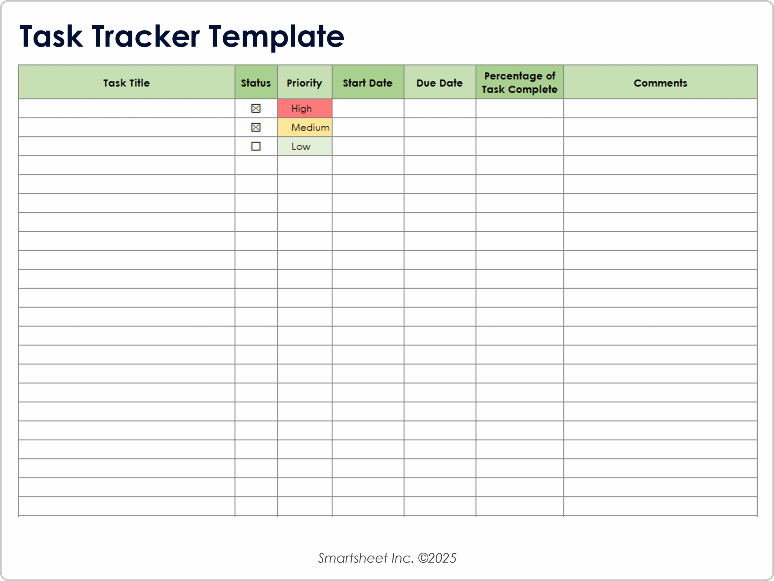 Job Employee Task List Template