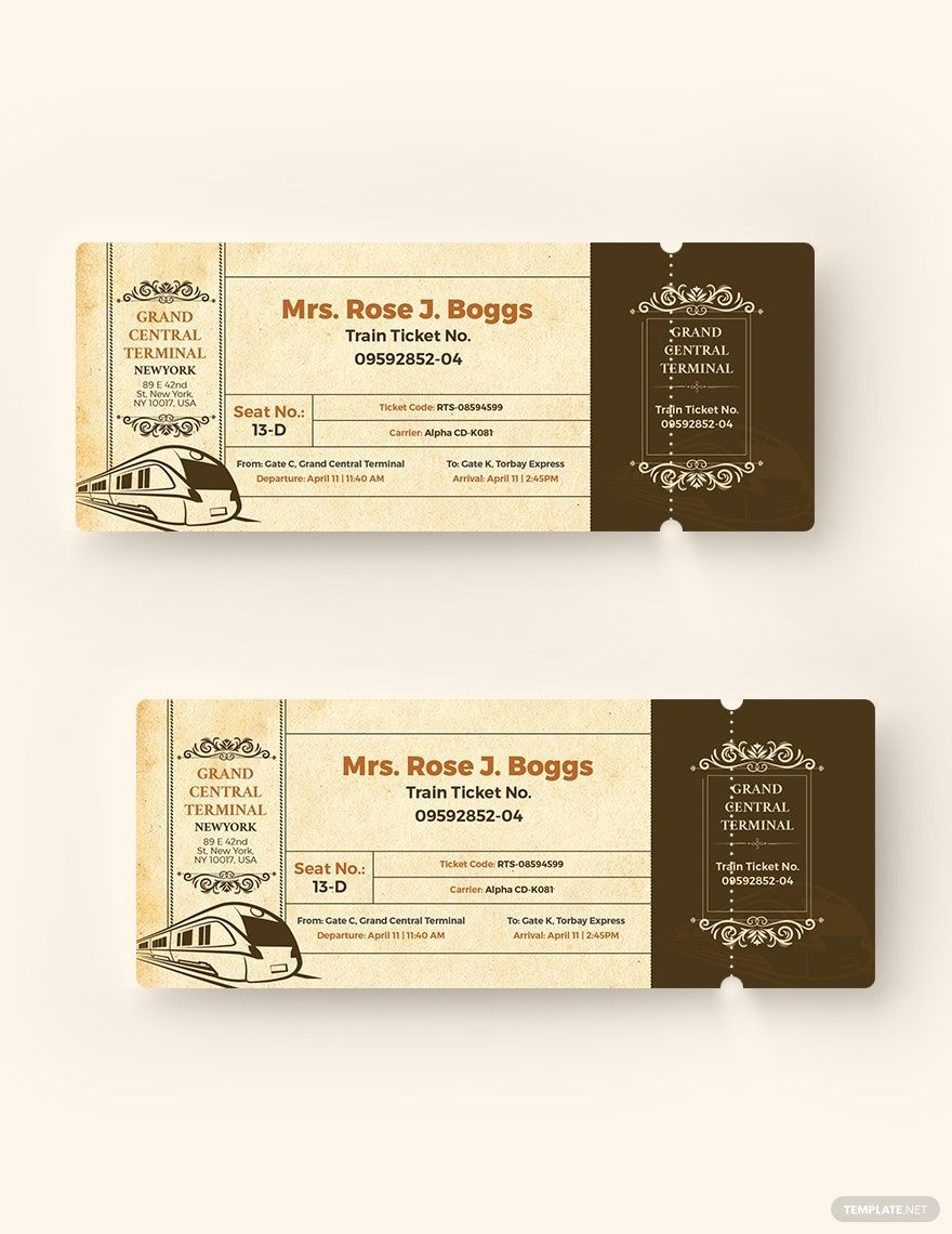 FREE Train Ticket Templates U0026 Examples Edit Online U0026 Download Worksheets Library