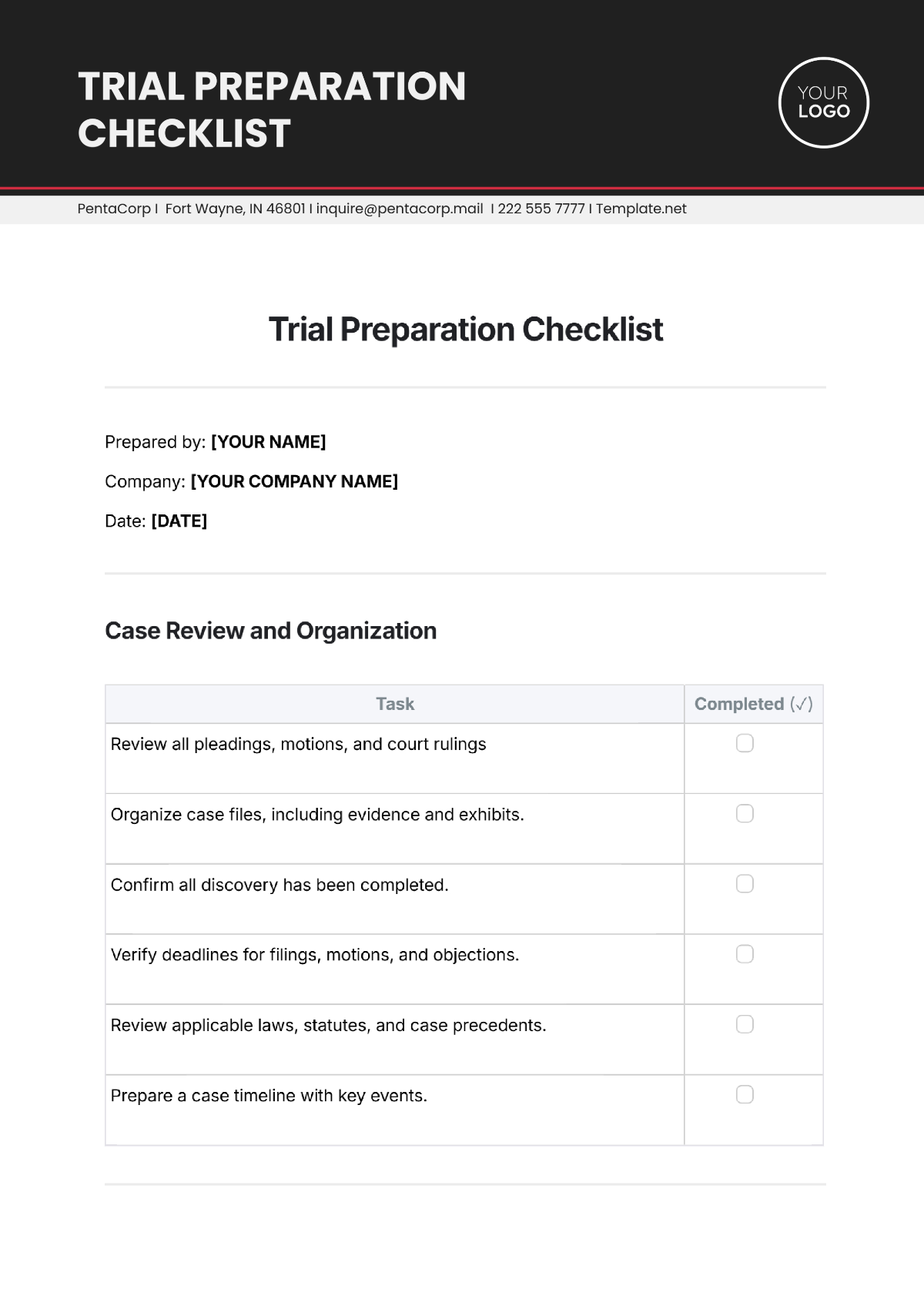 Free Trial Preparation Checklist Template To Edit Online
