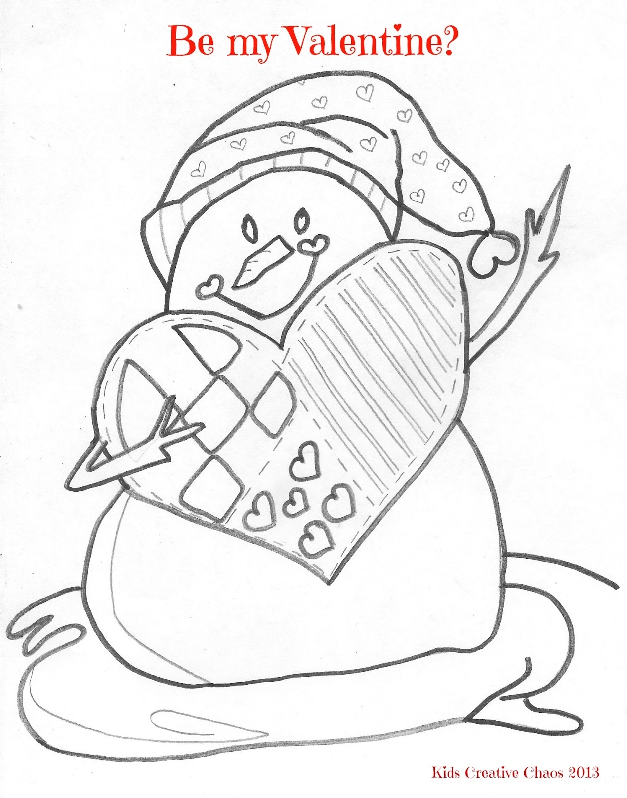 Free Valentines Coloring Page Printable Snowman Adventures Of Kids Creative Chaos