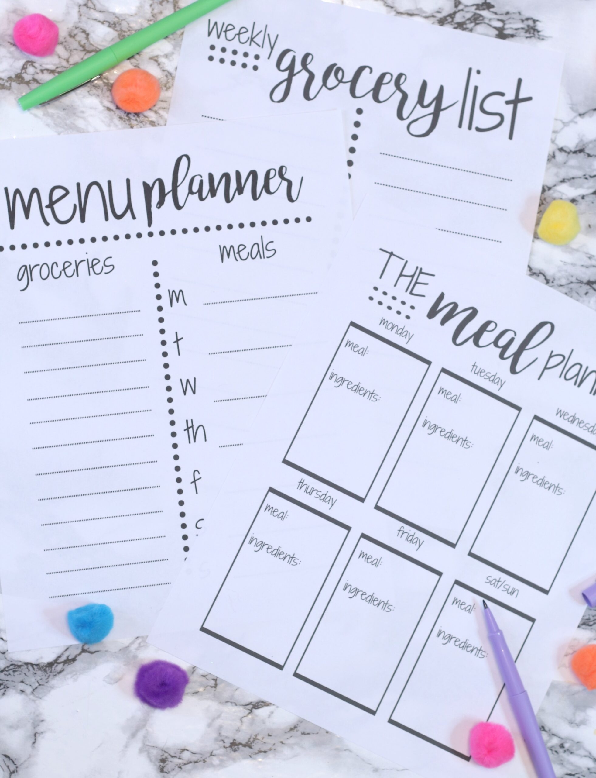 Menu Shopping List Template