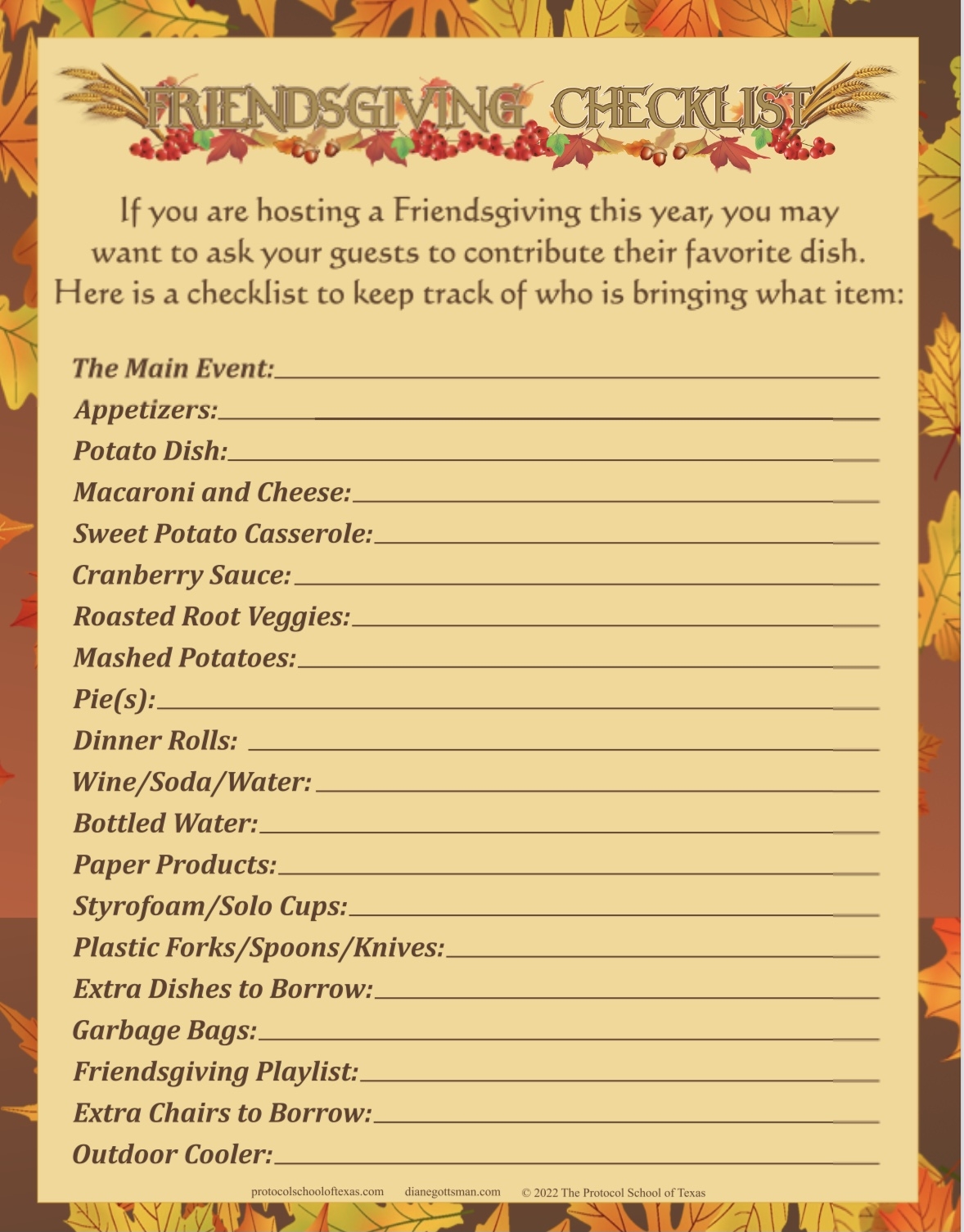 Friendsgiving Etiquette And Fall Party Checklist Diane Gottsman 
