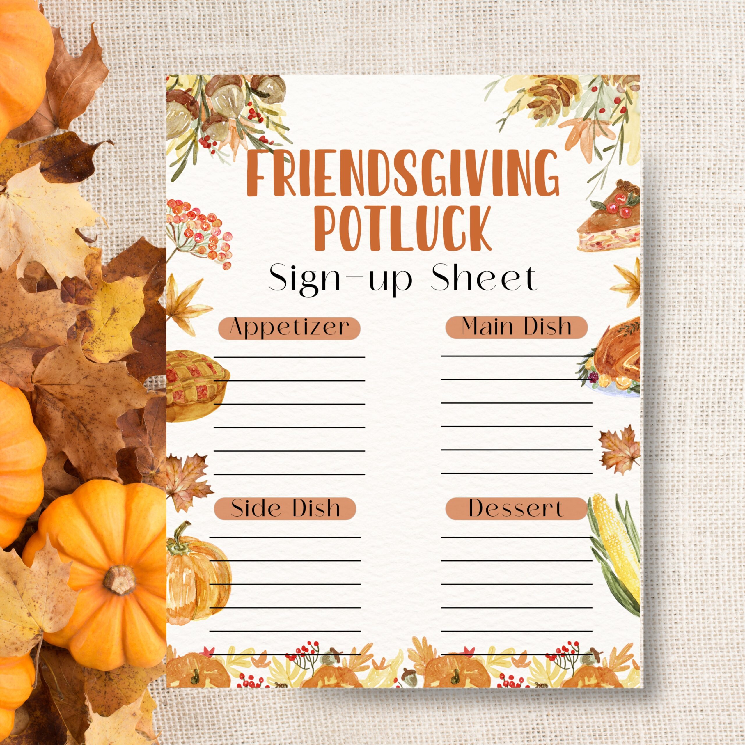Friendsgiving Potluck Sign Up Sheet Friendsgiving Menu Potluck 