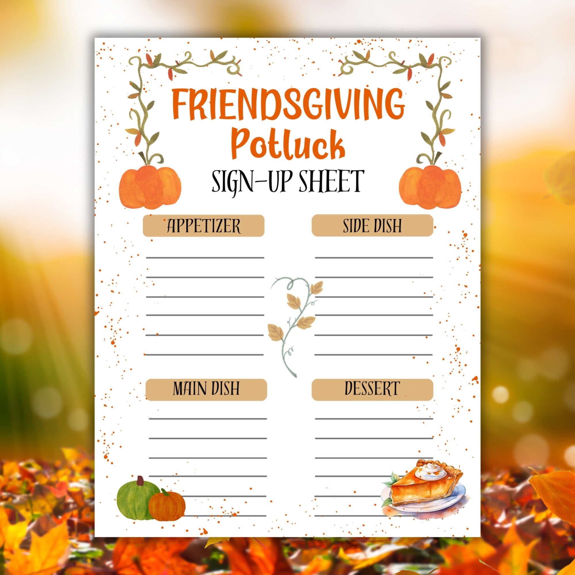 Friendsgiving Food List Template