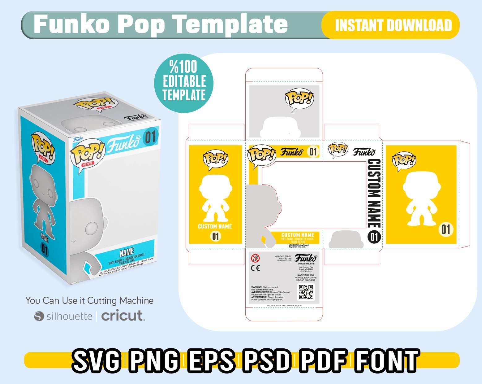 Printable Blank Funko Pop Box Template