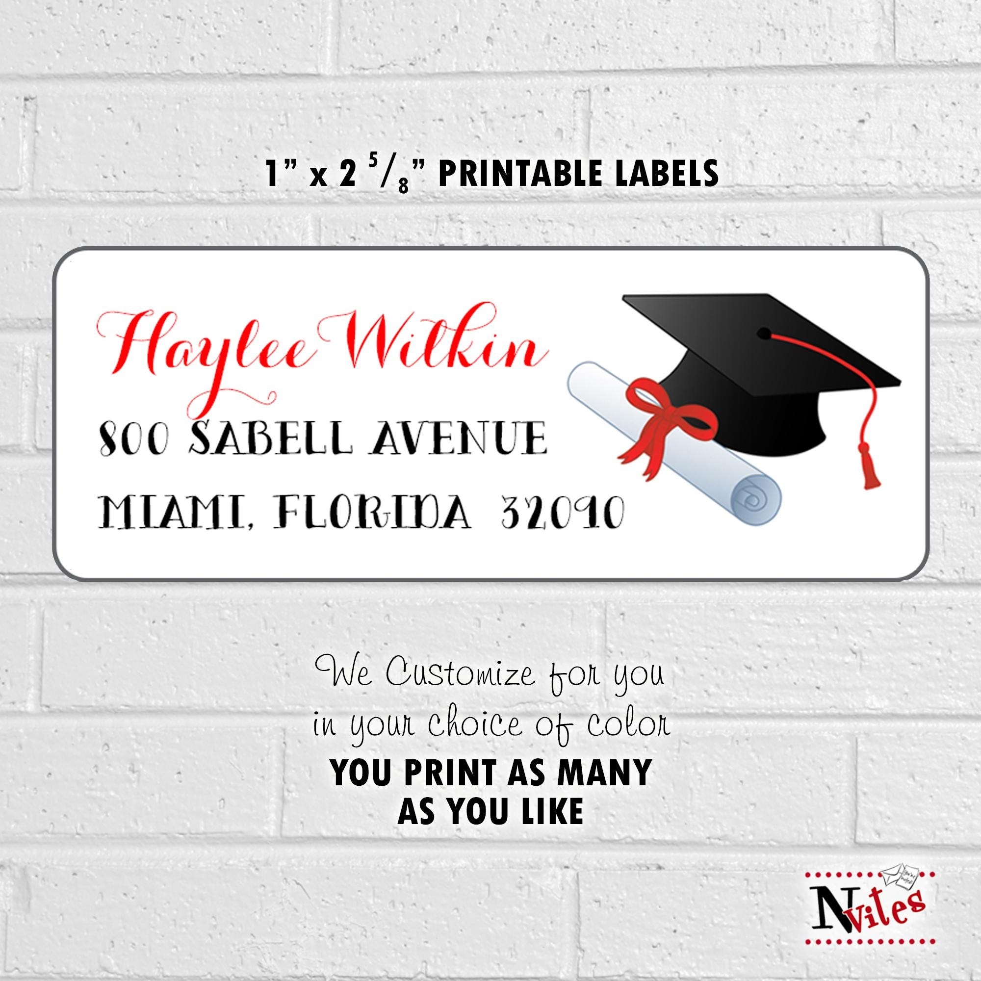 Graduation Return Address Labels Printable 2025 Custom 