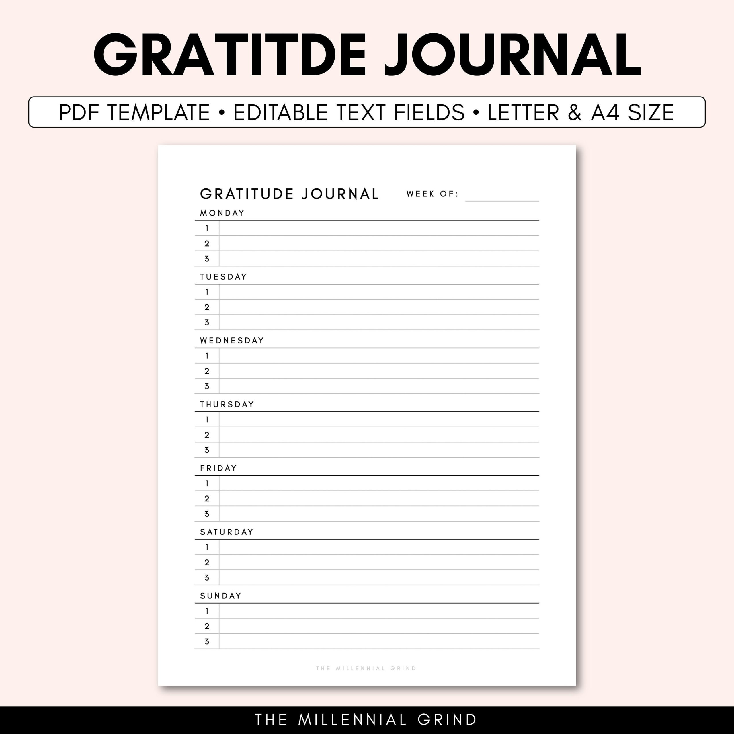 Gratitude Journal Printable Gratitude Journal PDF Gratitude 