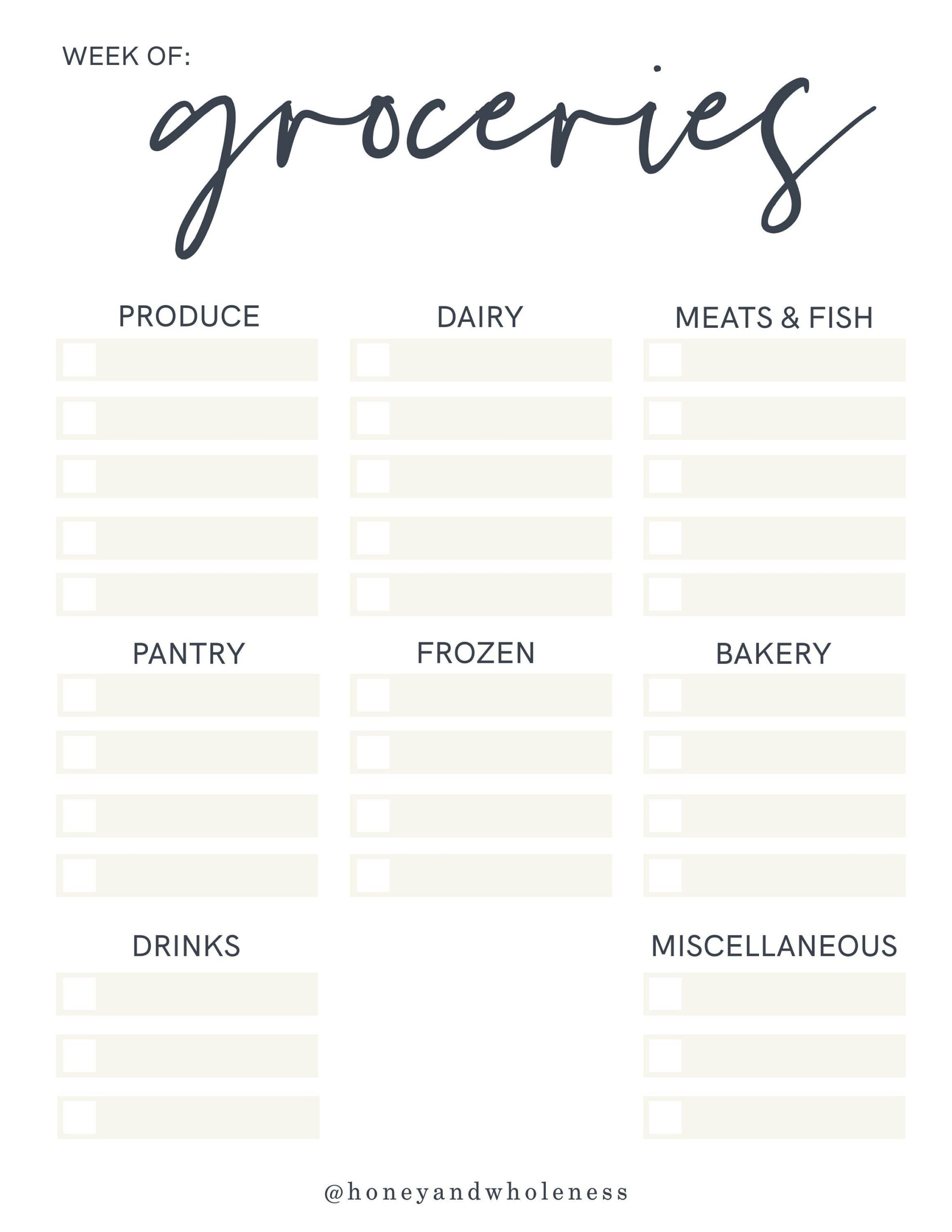 Grocery List Pdf Template