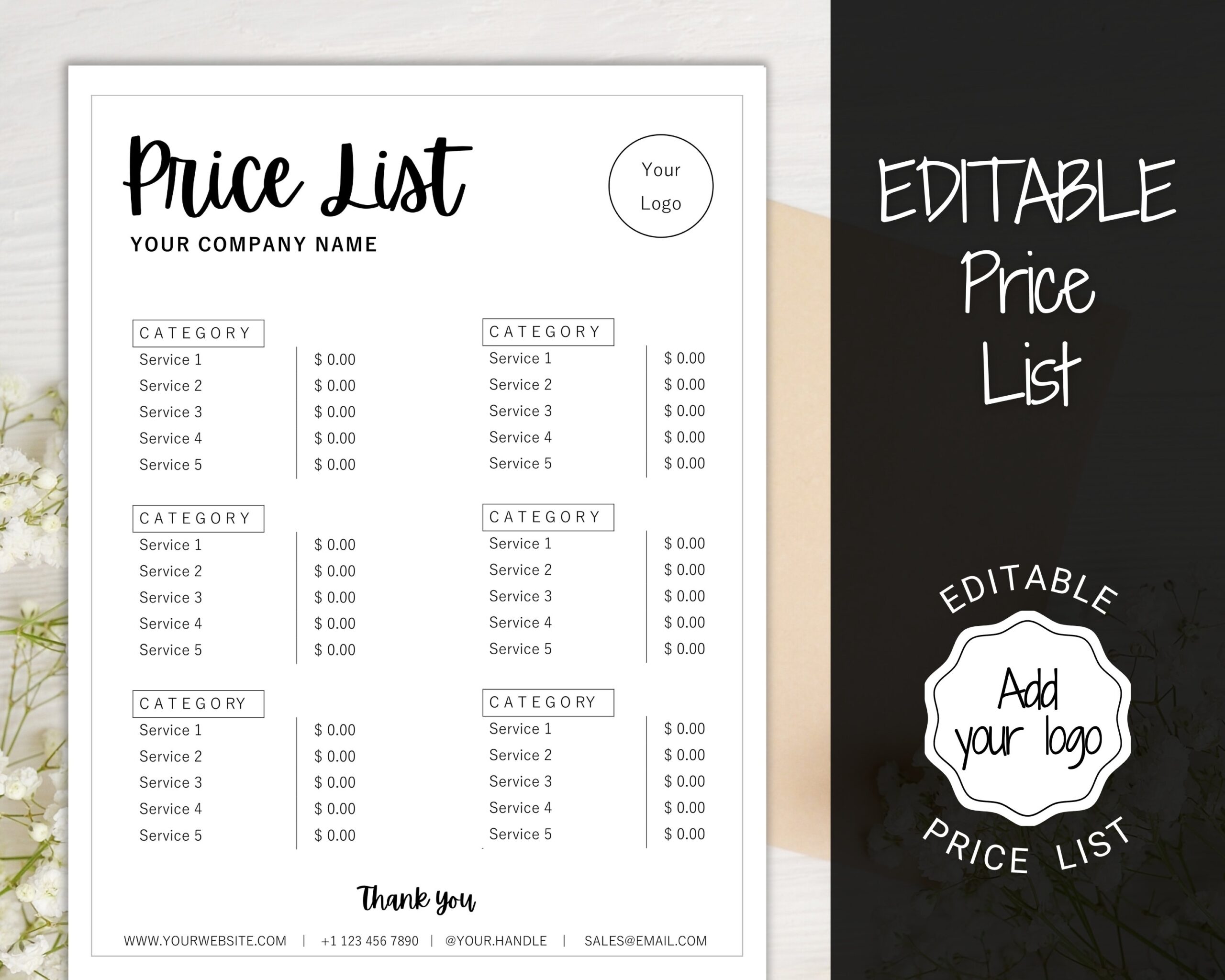 Hair PRICE LIST Template Editable Printable Price Sheet Price Guide Salon Hairdresser Beauty Pink Watercolor Custom Menu Pricing Etsy