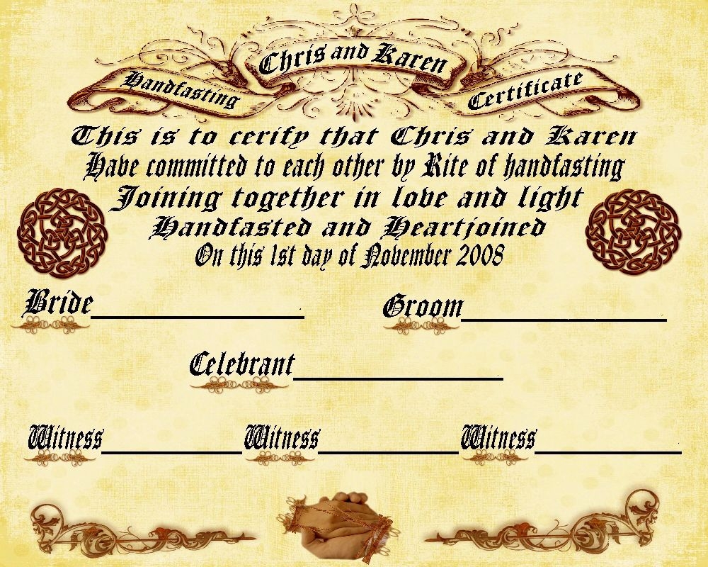 Free Printable Handfasting Certificate Template