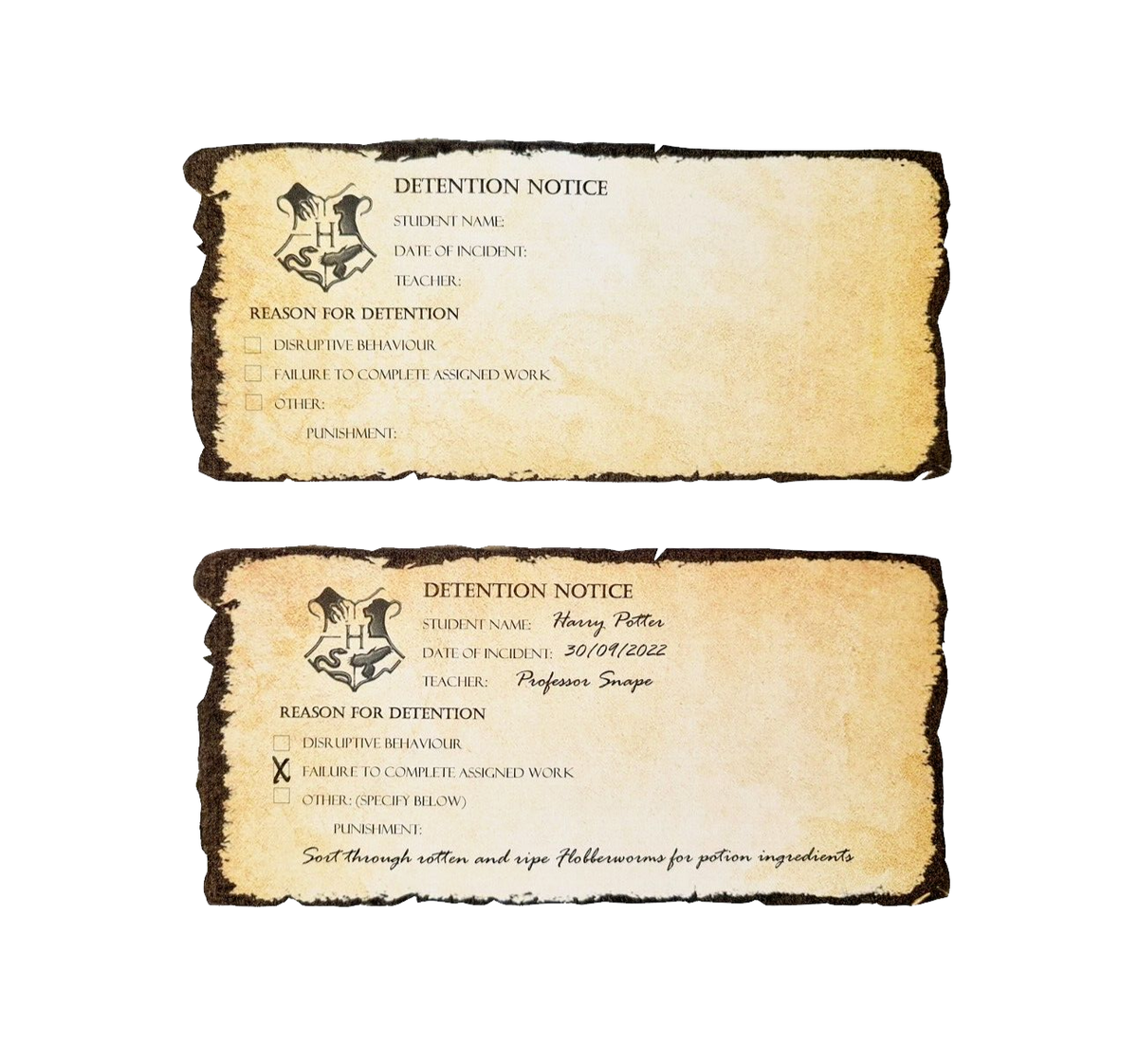 Detention Slips Template