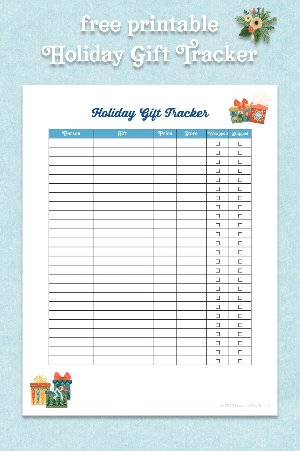 Holiday Gift Tracker Printable