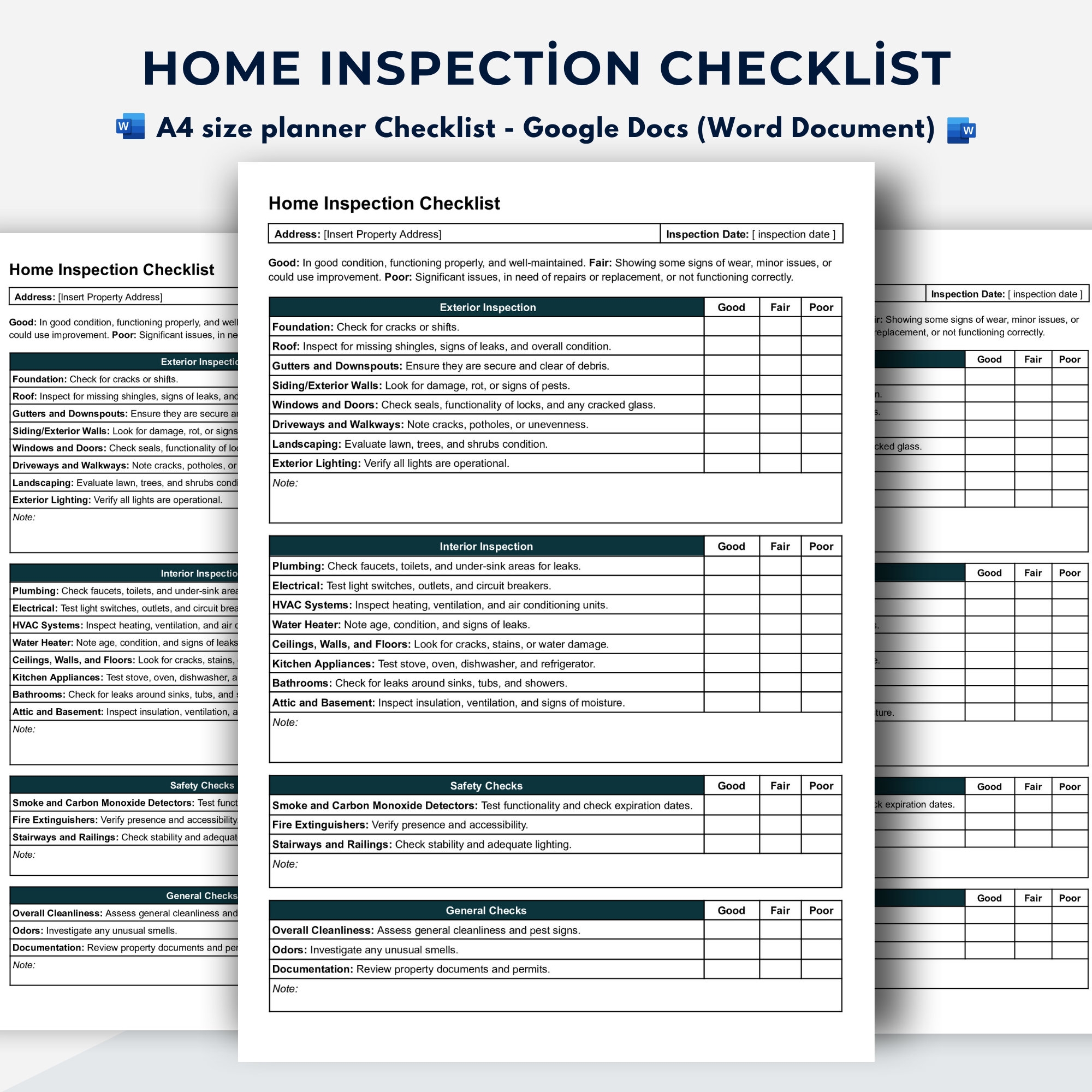 Home Inspection Checklist Template Google Docs Word Document 