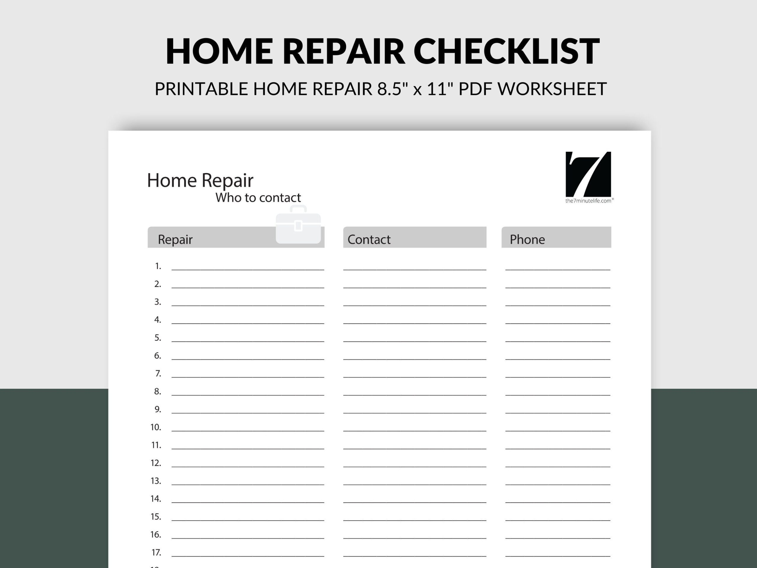 Home Maintenance List Template
