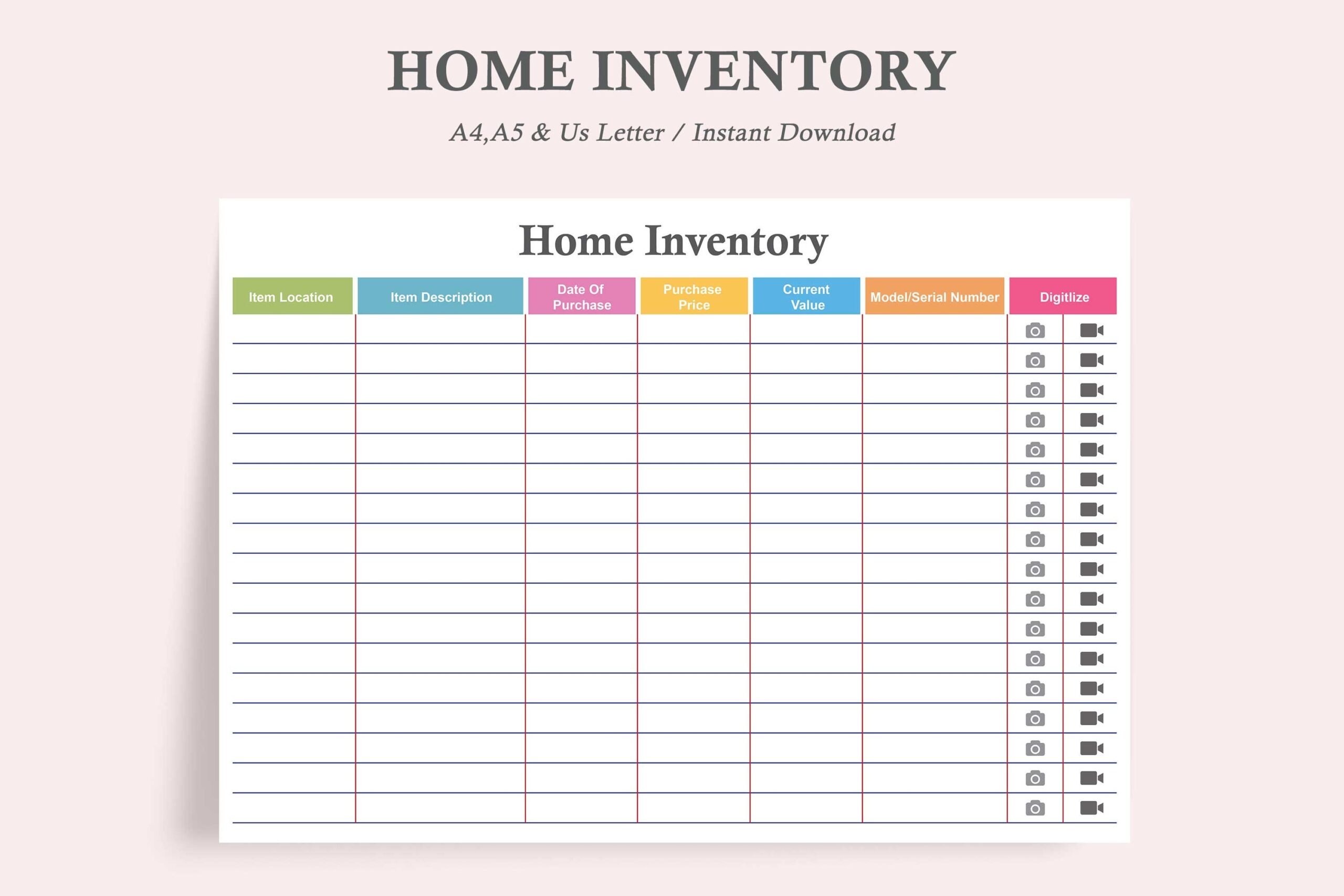 House Inventory List home Inventory Sheet home Inventory List home 