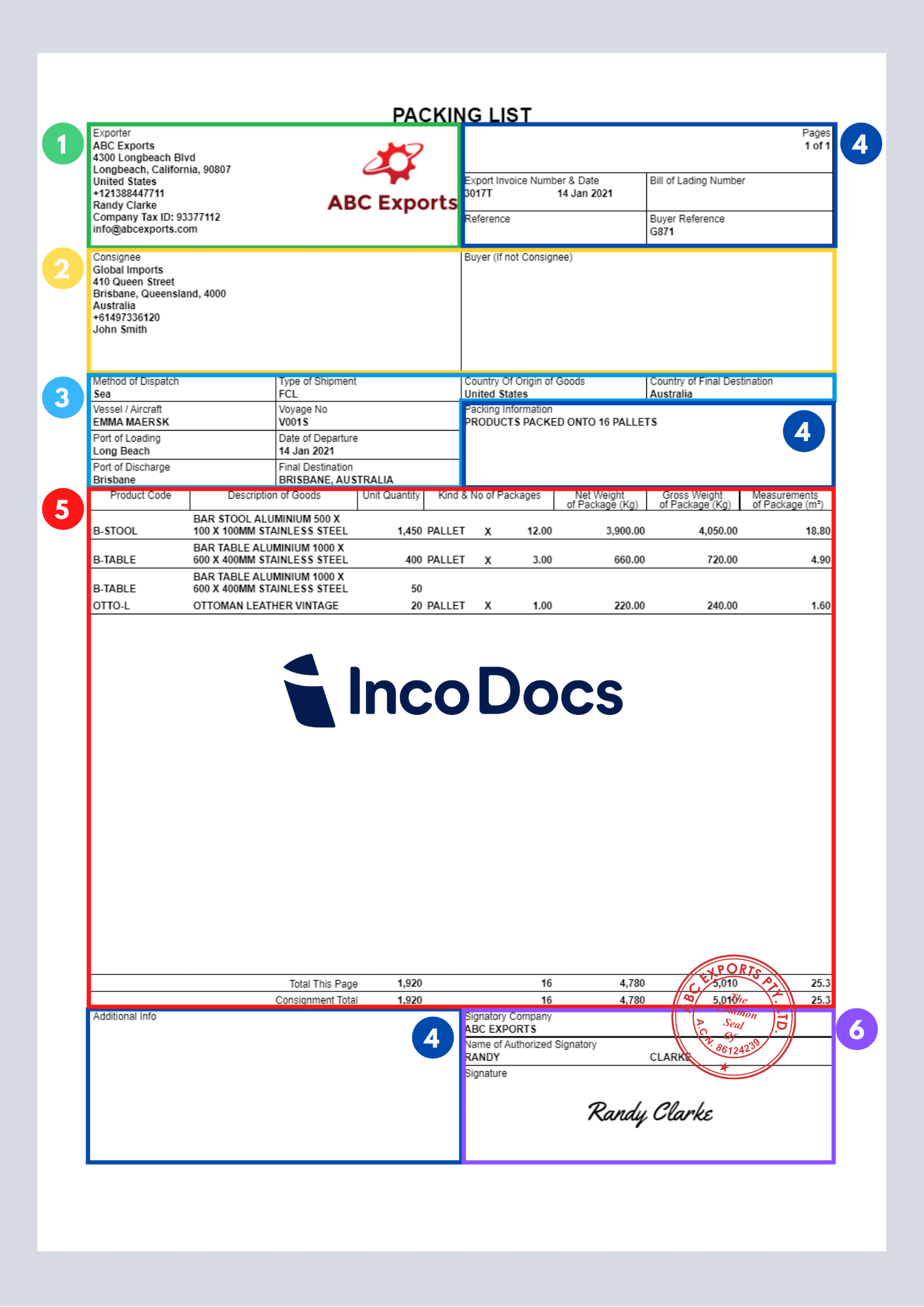 Shipping Packing List Template