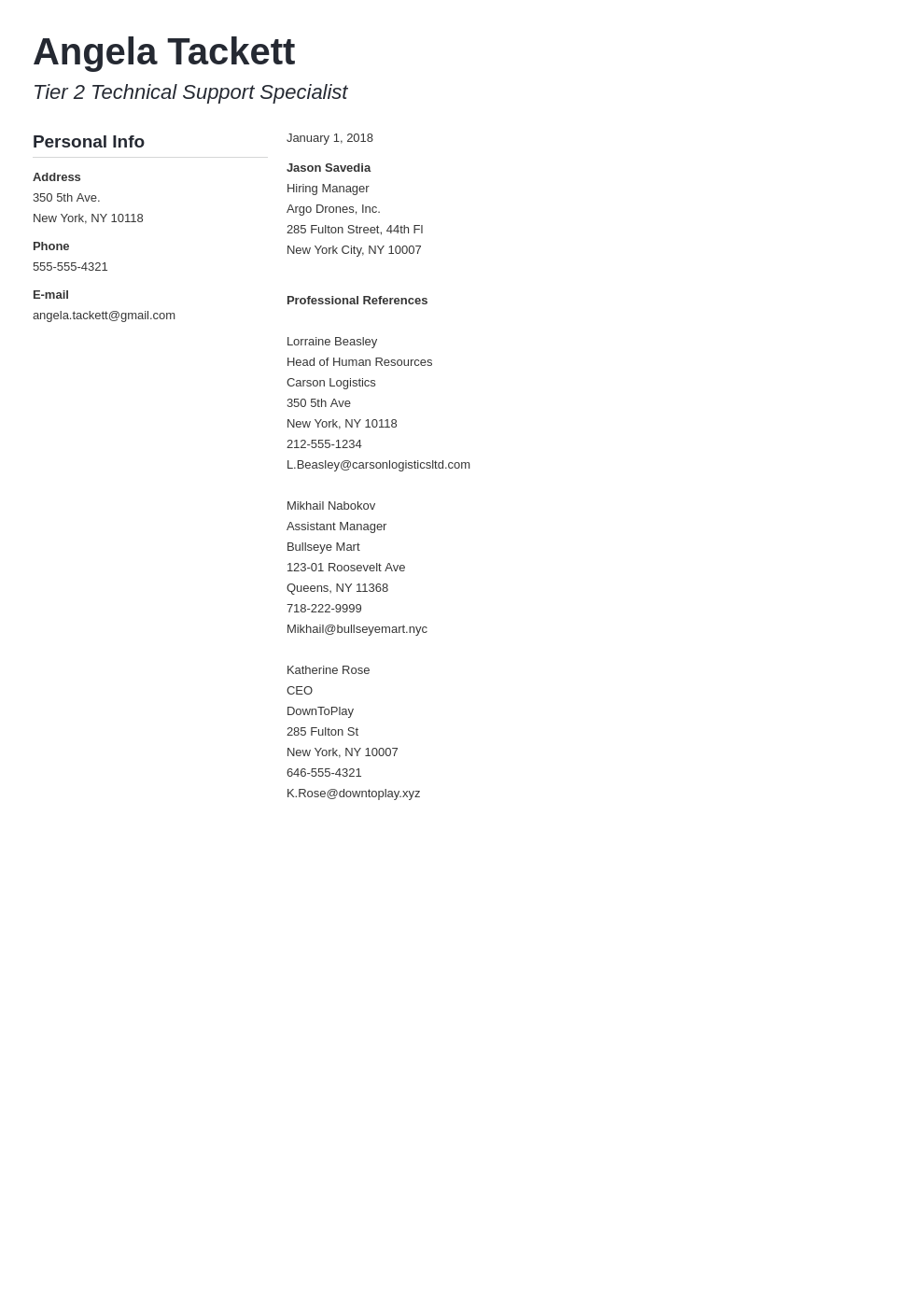 Reference List For Job Template