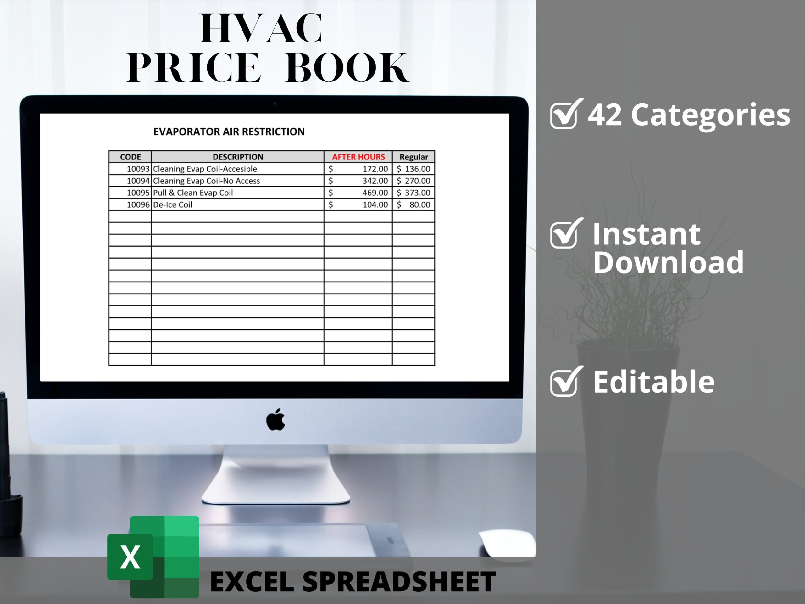 HVAC Price Book Excel Template