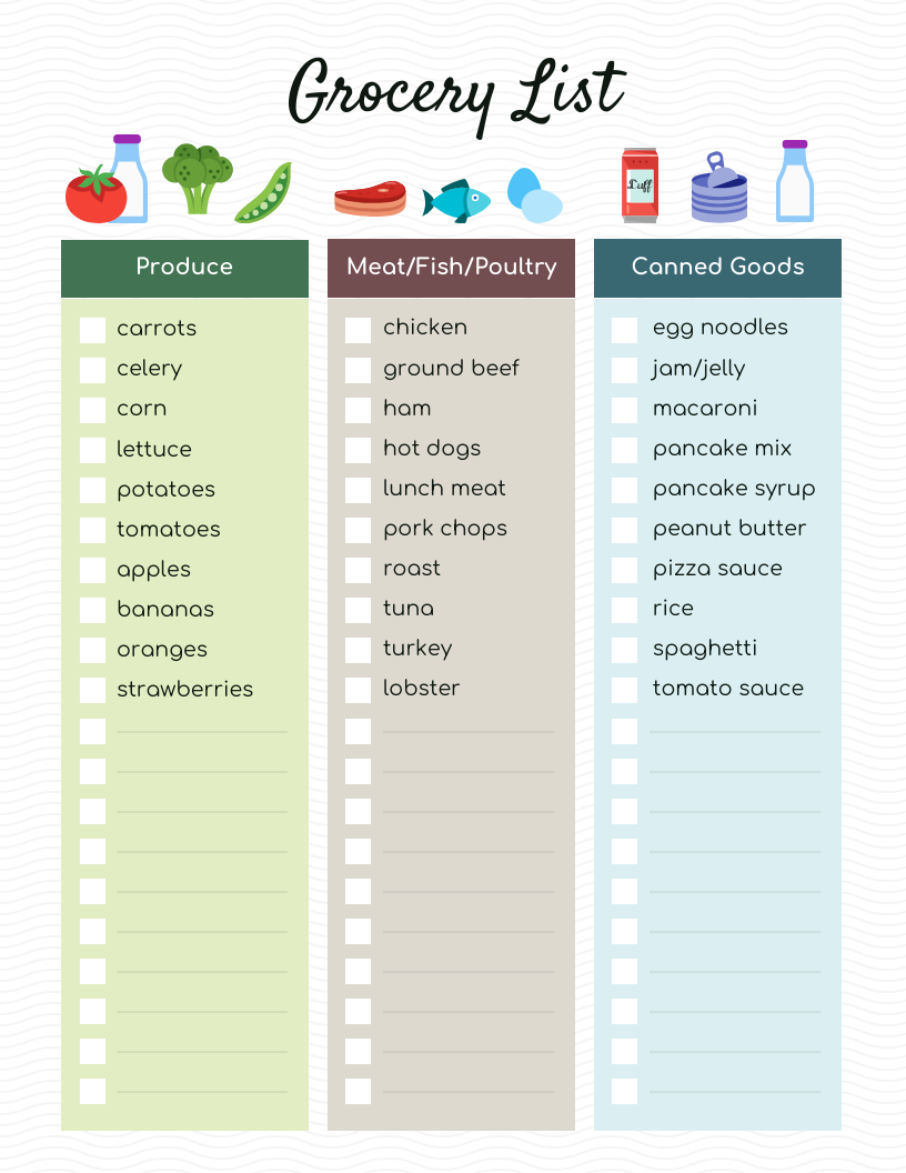 Illustration Food Grocery Checklist Template Venngage