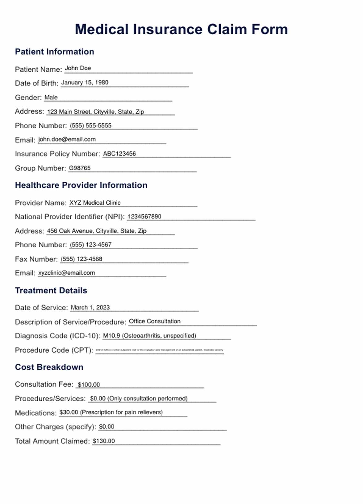 Insurance Claim Template U0026 Example Free PDF Download