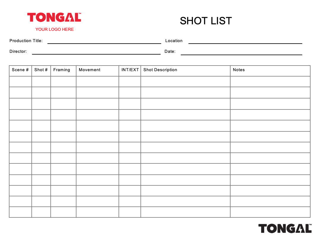 Film Shot List Template