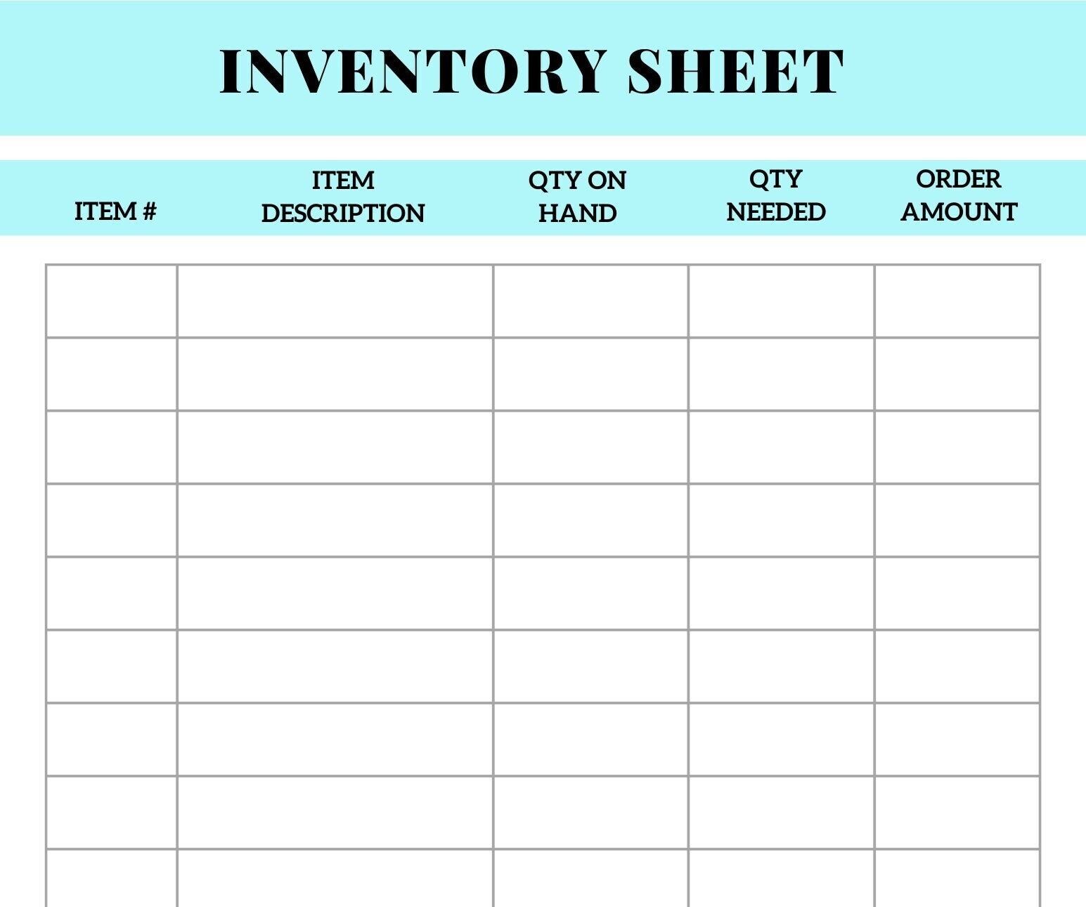 Inventory Management Form Stock Sheet Small Business Organizer 