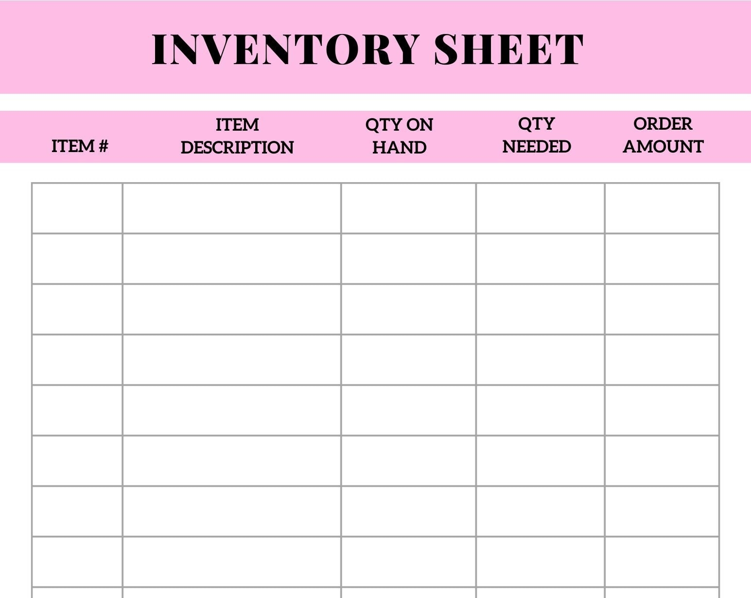 Inventory Management Form Supply List Small Business Organizer Inventory List Product Inventory Tracker Template Merchandise Inventory