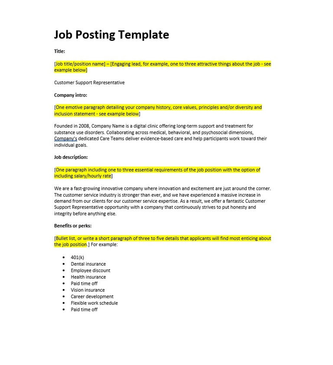 Job Posting Job Posting Template Job Posting Ad Job Posting Ad Template Word Template Simple Template Word Template Etsy