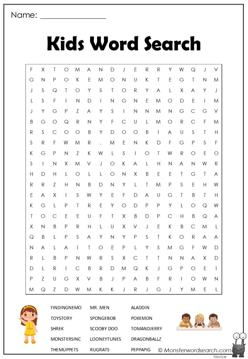 Printable Word Searches For Kindergarteners Free