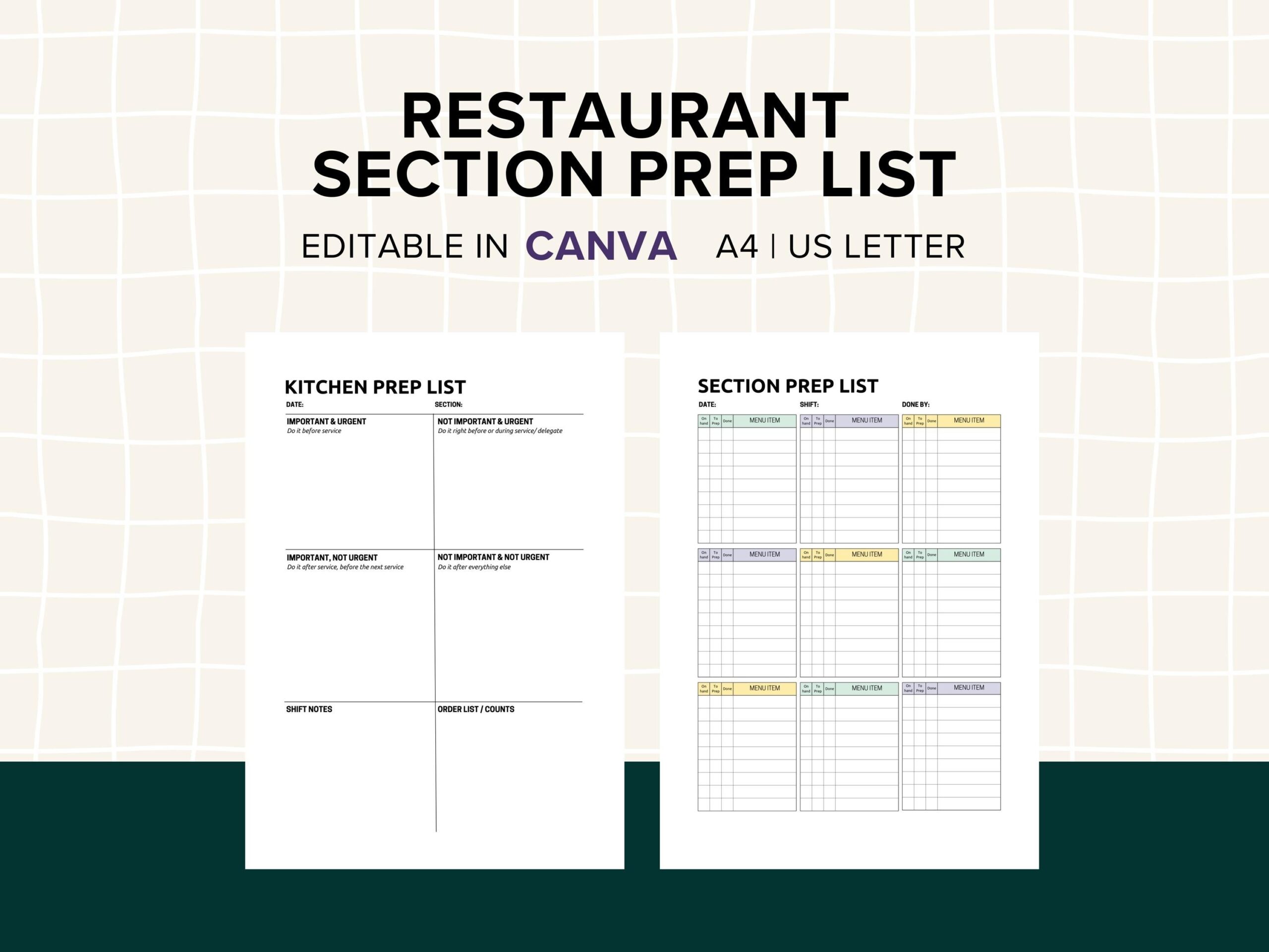 Kitchen Daily Prep List Section Shift Handover Notes For Chefs 